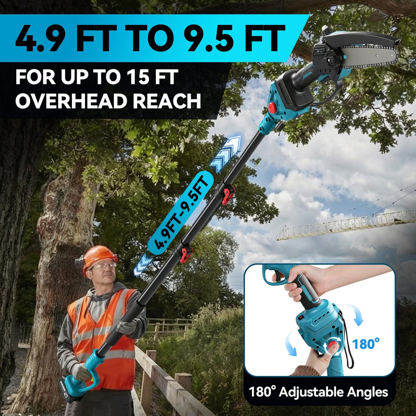 Gpaentsn 4-in-1 Brushless Mini Chainsaw & Electric Pruning Shears Combo Kit with 8.5ft Extension Pole, 6-Inch Cordless Pole Saw, Electric Pruning Shears, 2x 21V Batteries, Tool Set for Tree Trimming