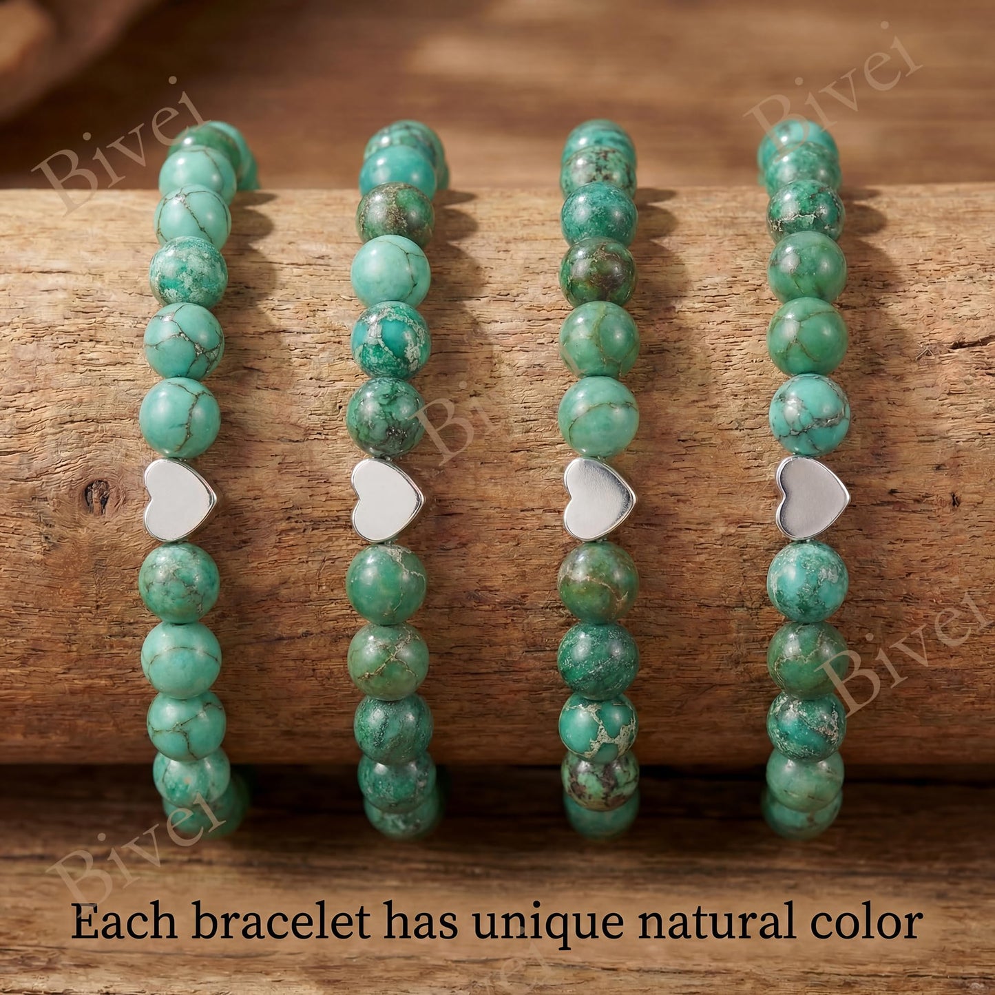 Bivei 6mm African Turquoise Crystal Stretch Bracelets for Women, Handmade Natural Stone Beaded Bracelet, Yoga Protection Jewelry Gift