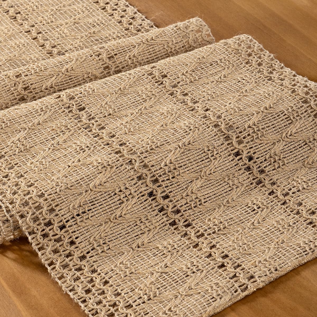 MLMC Burlap Boho Table Runner Farmhouse Burlap Jute Table Runner 36 inch Long Rustic Woven Table Centerpiece Decor for Dinning Kitchen Wedding Bridal Shower Eveyrday Use 12x36 Inch