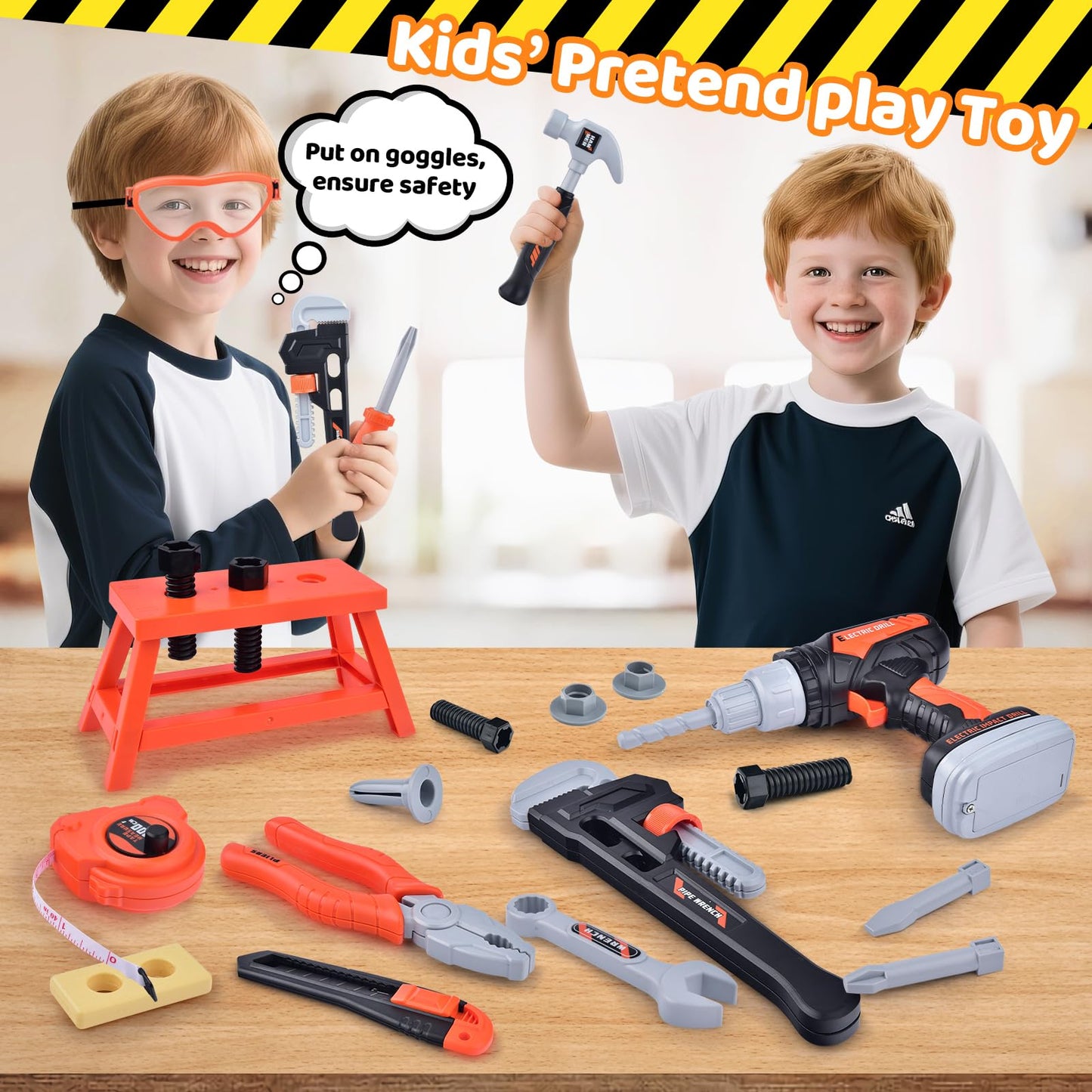 CASRRA Kids Tool Set Toddlers Tool Kit Kid Toddler Tools Belt 3 4 5 Year Old Construction Tools Toys for Boys Birthday Gifts Age 3 4 5