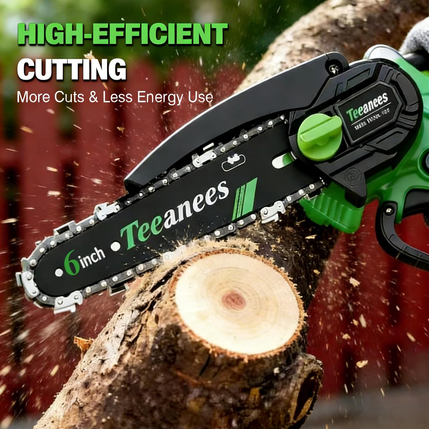 TEEANEES Mini Chainsaw Cordless, 6-Inch Small Electric Chainsaw with 21V Battery & 3 Chains, Hand Held Chain Saw Battery Powered for Wood Cutting & Tree Trimming, Ideal Gardening Gift for Men Dad.