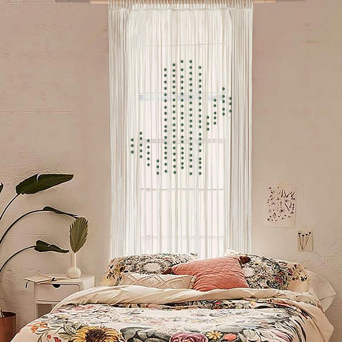 Flber Macrame Curtain Boho Window Curtain Doorway Macrame Wall Decor Yarn Art Moder Bedroom Headboard Decor,31" W x 70" L