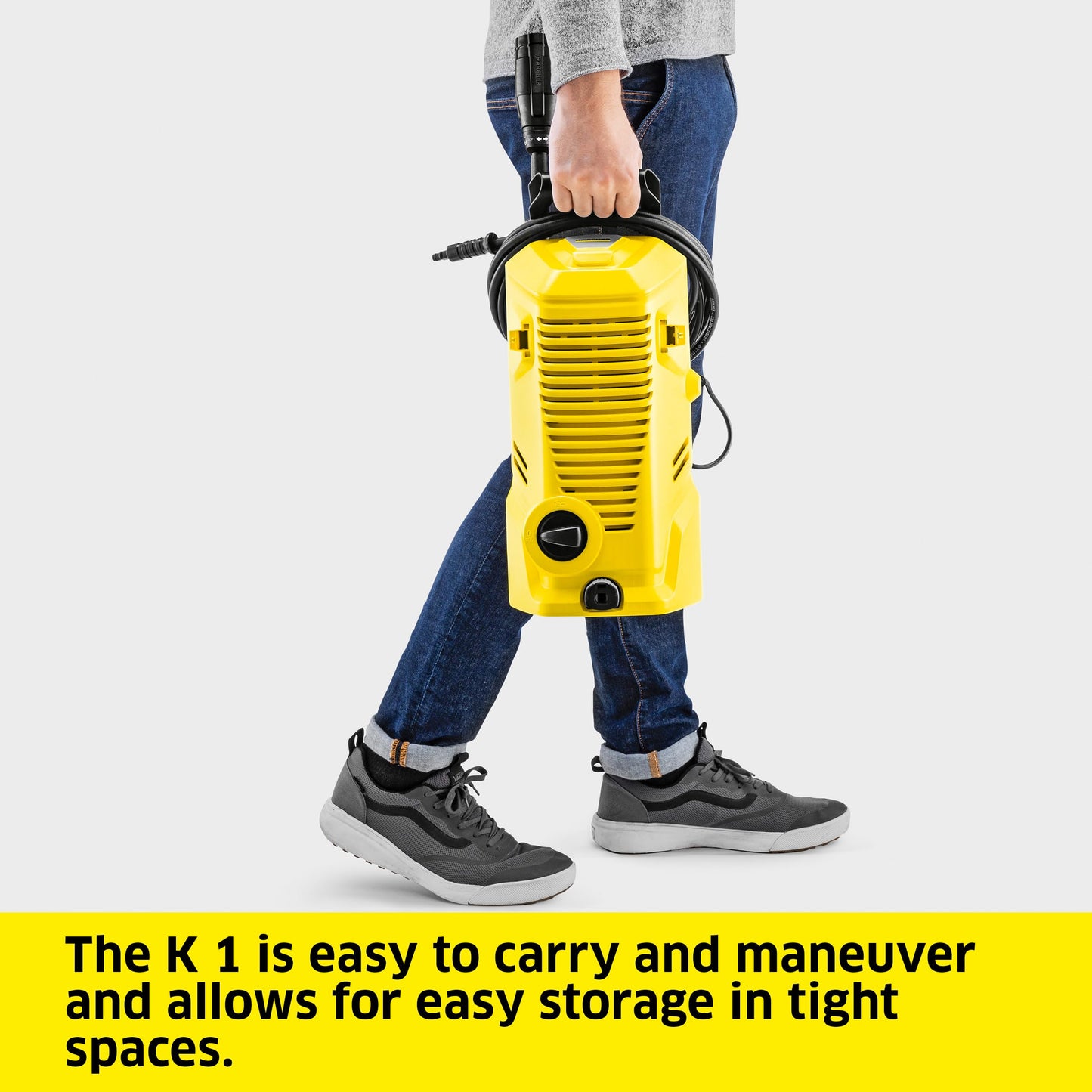 Kärcher Pressure Washer K 1, Max 1.45 GPM, 1700 PSI, Trigger Spray Gun & Vario Power Spray Wand - for Cars, Bikes, Deck, Driveways, Siding, Patios