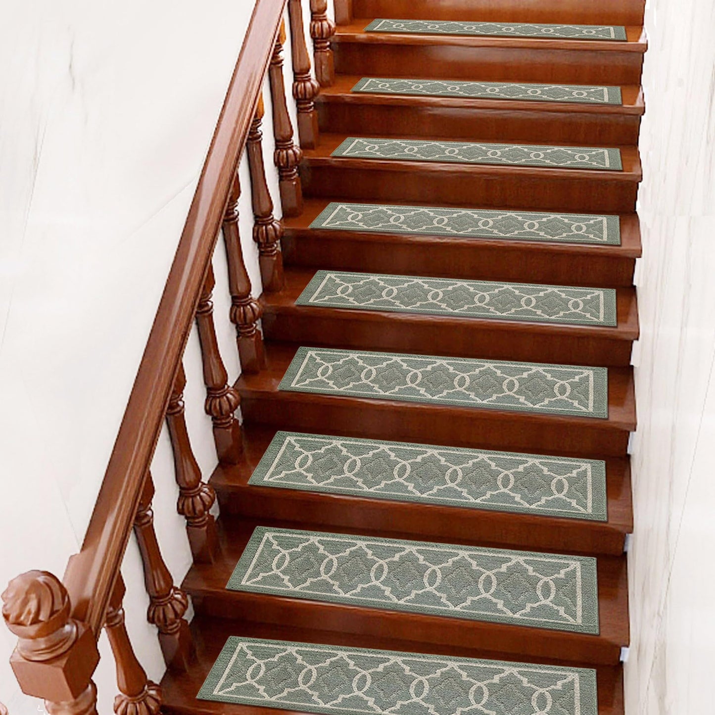 THRILRUG 8" X 30" 7pcs Soft Machine Washable Stairs Carpet Non Slip Stair Treads Set Non-Skid Safety Rug Slip Resistant Indoor Runner for Wooden Steps Stair Runner Rugs for Kids 8 x 30 inch