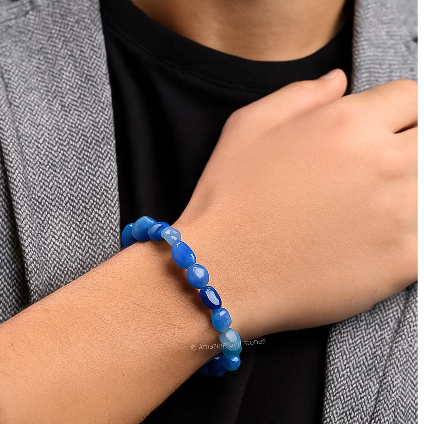Amazing Gemstone Blue Aventurine Bracelet - Chakra Protection Mens - Aventurine Crystal Tumbled Stone Bracelet Gemstone Beaded Pulseras Para Hombres Mujer Christmas Stocking Stuffers