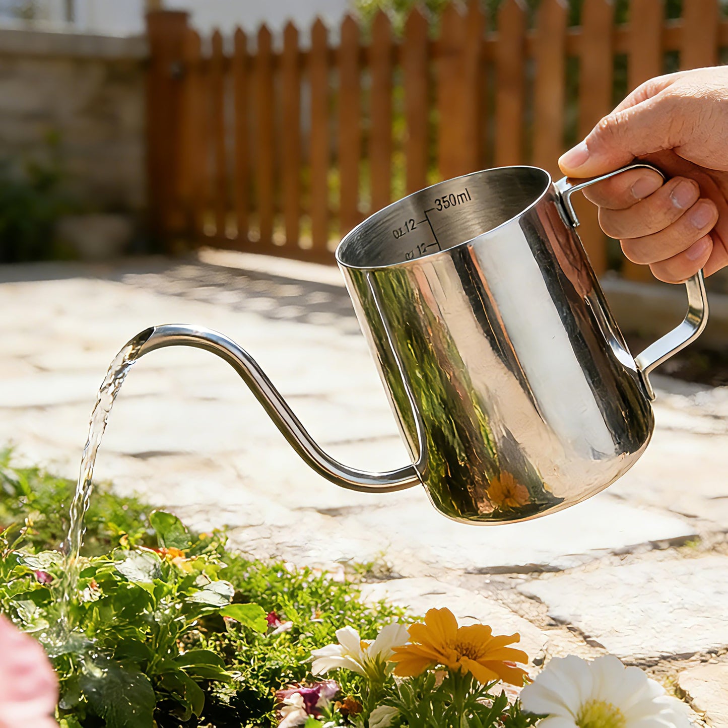 Small Watering Can, OLULU 12oz (350ml) Stainless Steel Indoor Watering Can with Long Spout, Mini Watering Can for Houseplants, Desk & Home Plants