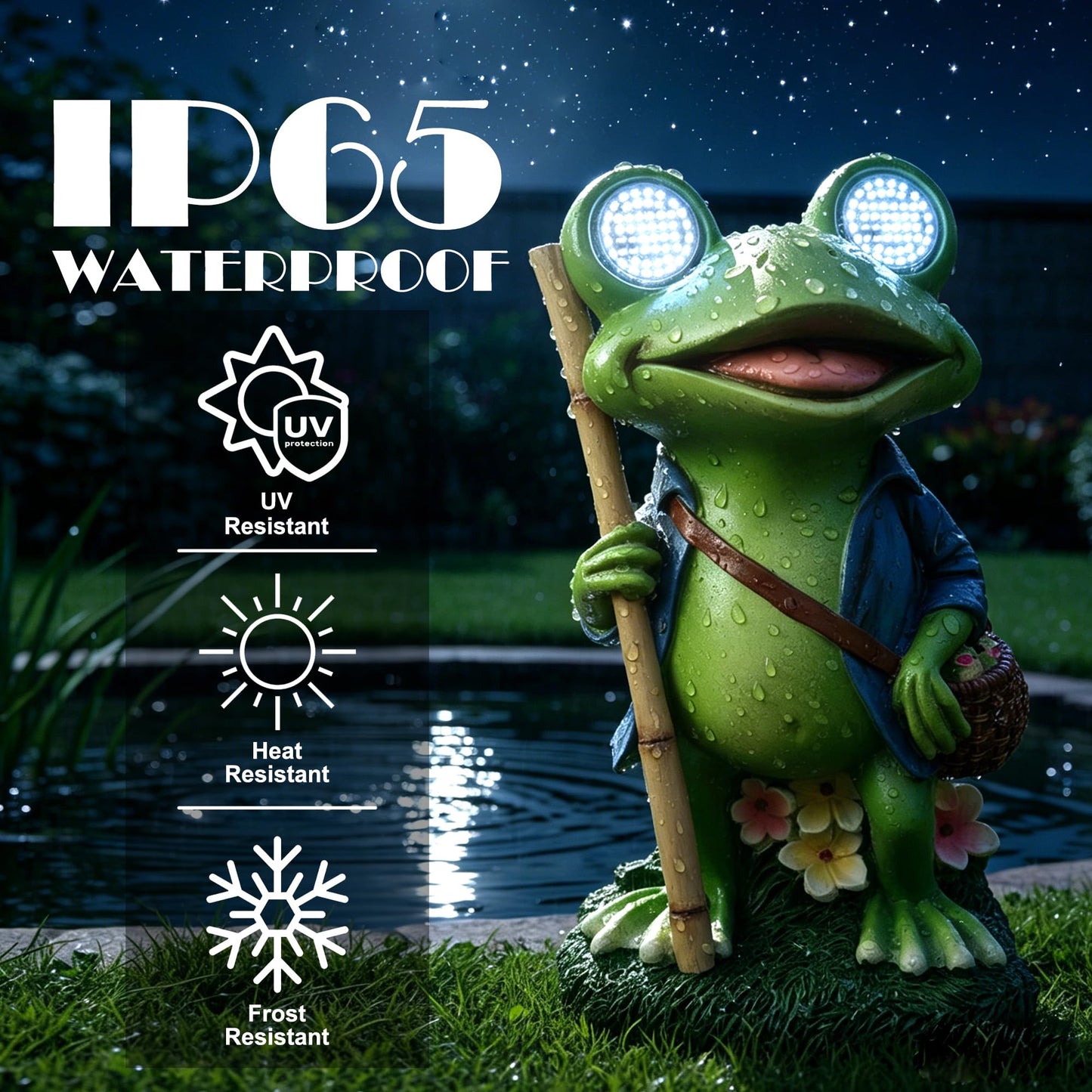YOUERDA Frog Resin Garden Solar Lights Decorative Statue, Garden & Home Womens Birthday Gifts, Resin Animals Frog Outdoor Lawn Lights Solar Powered Ornaments, Spring Outdoor Room Home Decor
