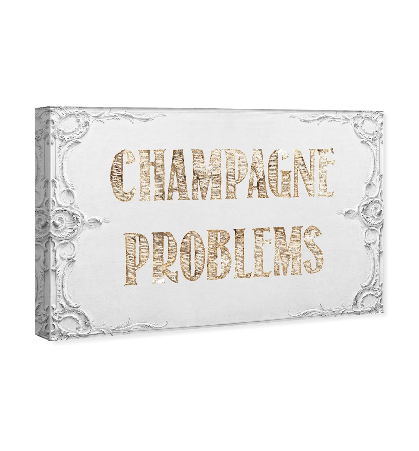 Typography and Quotes Wall Art Canvas Prints 'Champagne Problems'