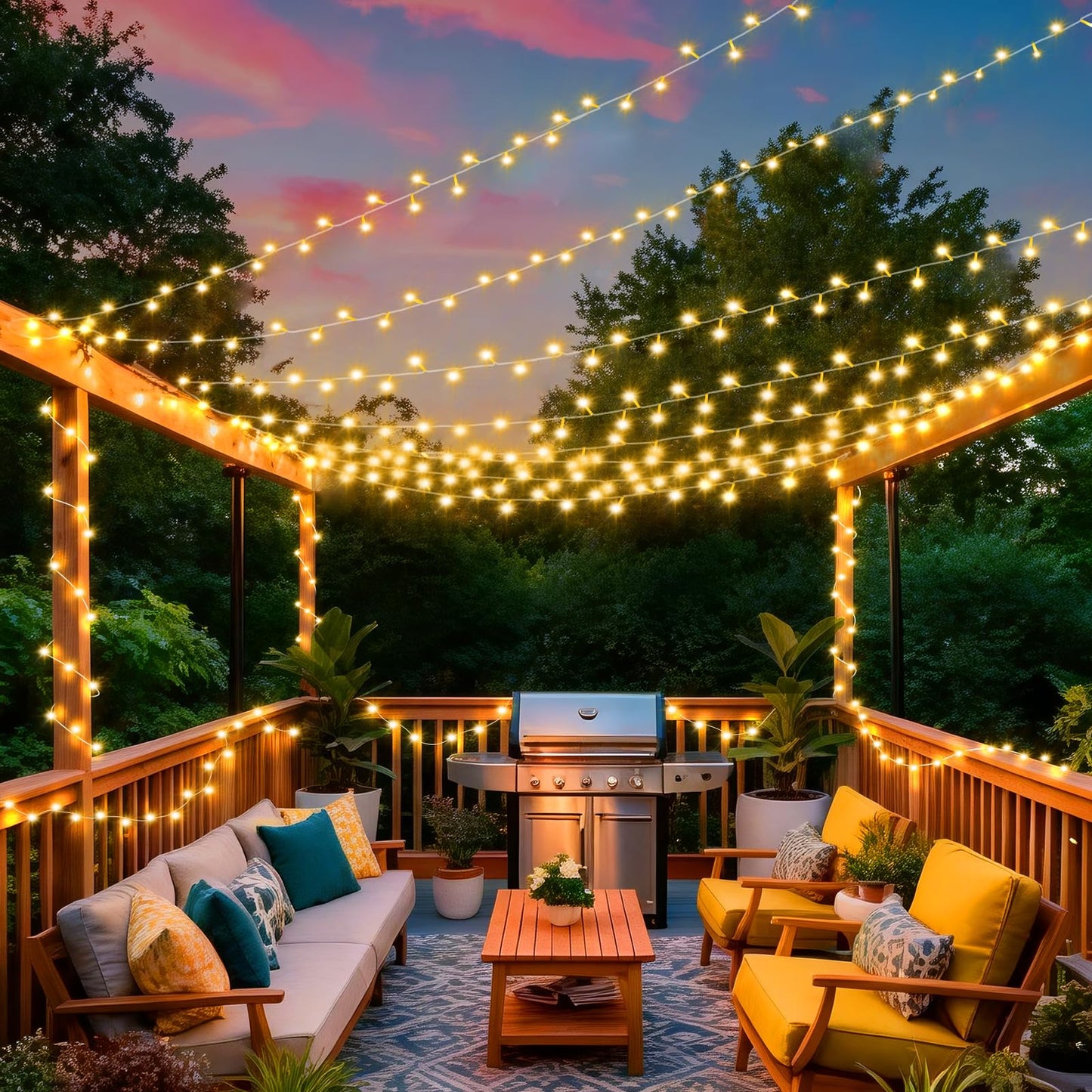 KNONEW 403ft 1000 LED Christmas String Lights Outdoor 8 Modes & Timer Fairy Light Plug in Waterproof LED Wedding Lights for Xmas Yard Tree Party Holiday Decor (Warm White)