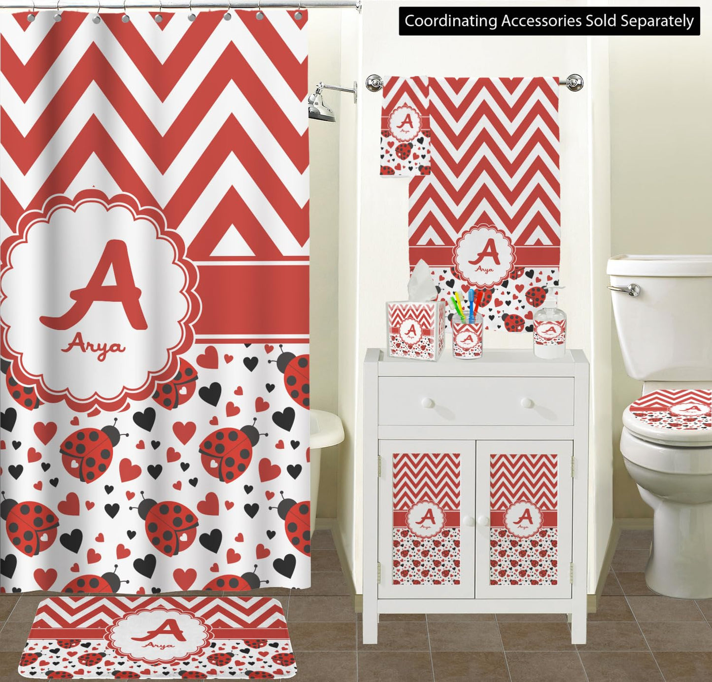 YouCustomizeIt Personalized Ladybugs & Chevron Tissue Box Cover