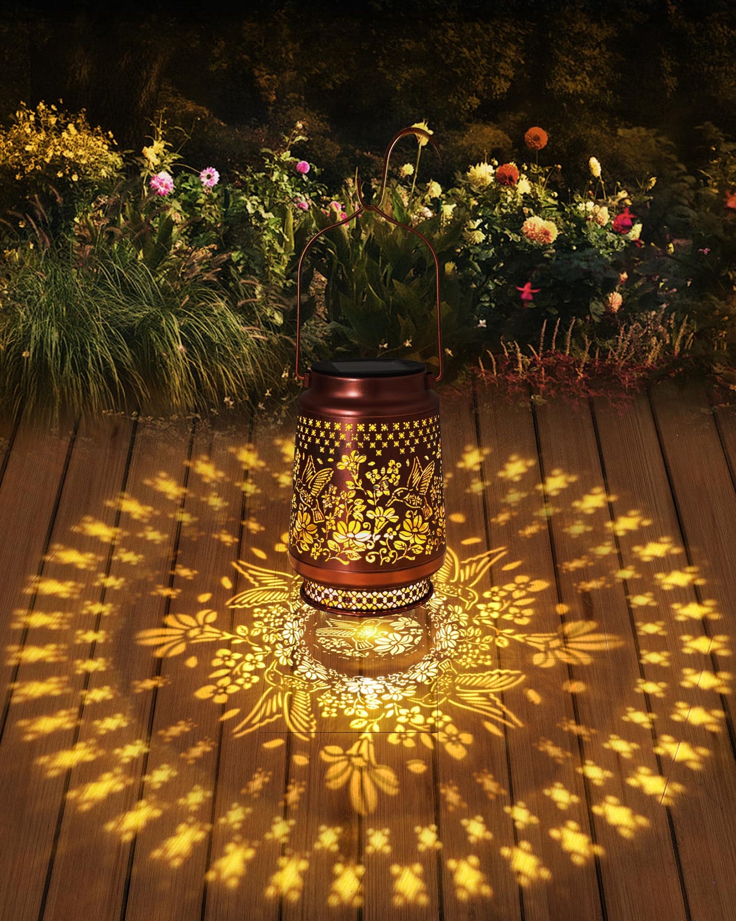 Solar Lanterns Outdoor Waterproof Hummingbird Elegant Garden Decor Birthday Gifts for Women Mom Grandma Sister Metal Hanging Solar Lights Outside Decorations for Backyard, Patio, Lawn, Porch
