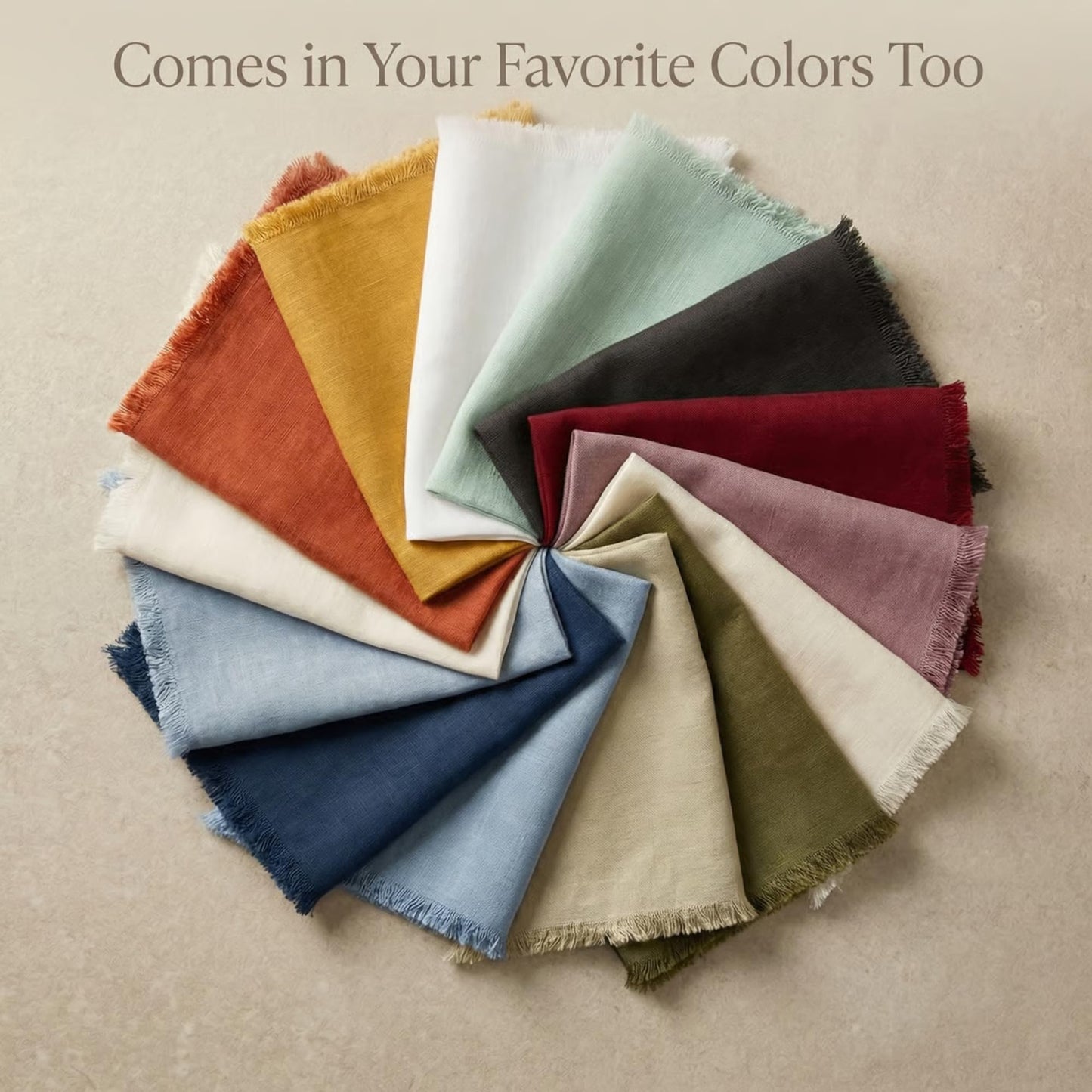 ACCENTHOME Natural Cotton Linen Napkin Set of 12 18x18 inch Dinner Napkins - Washable Soft Premium Hotel Quality Reusable Hemmed Edges Napkins Perfect Table Linens for Family Dinners, Weddings
