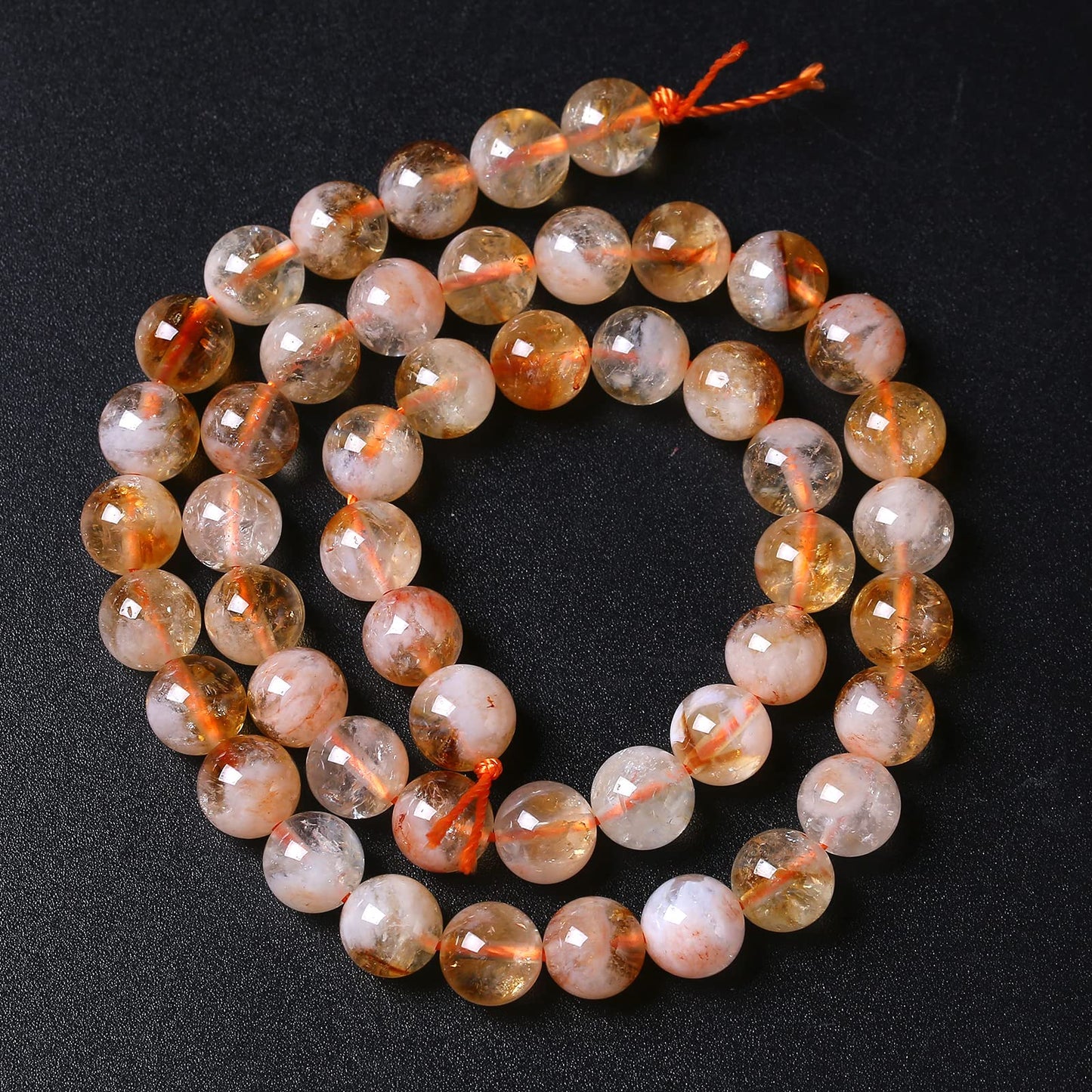 36PCS 10MM Natural Citrine Cloudy Lace Crystal Quartz Beads Healing Energy Gemstone Beads for Jewelry Making DIY Bracelet Necklace 15" (Cloud Citrine, 10mm)