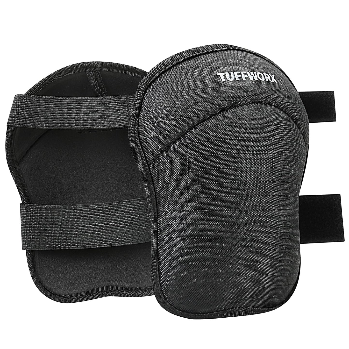TUFFWORX Professional Knee Pads with Adjustable Straps, Kneepad Heavy Duty Foam Padding, Black
