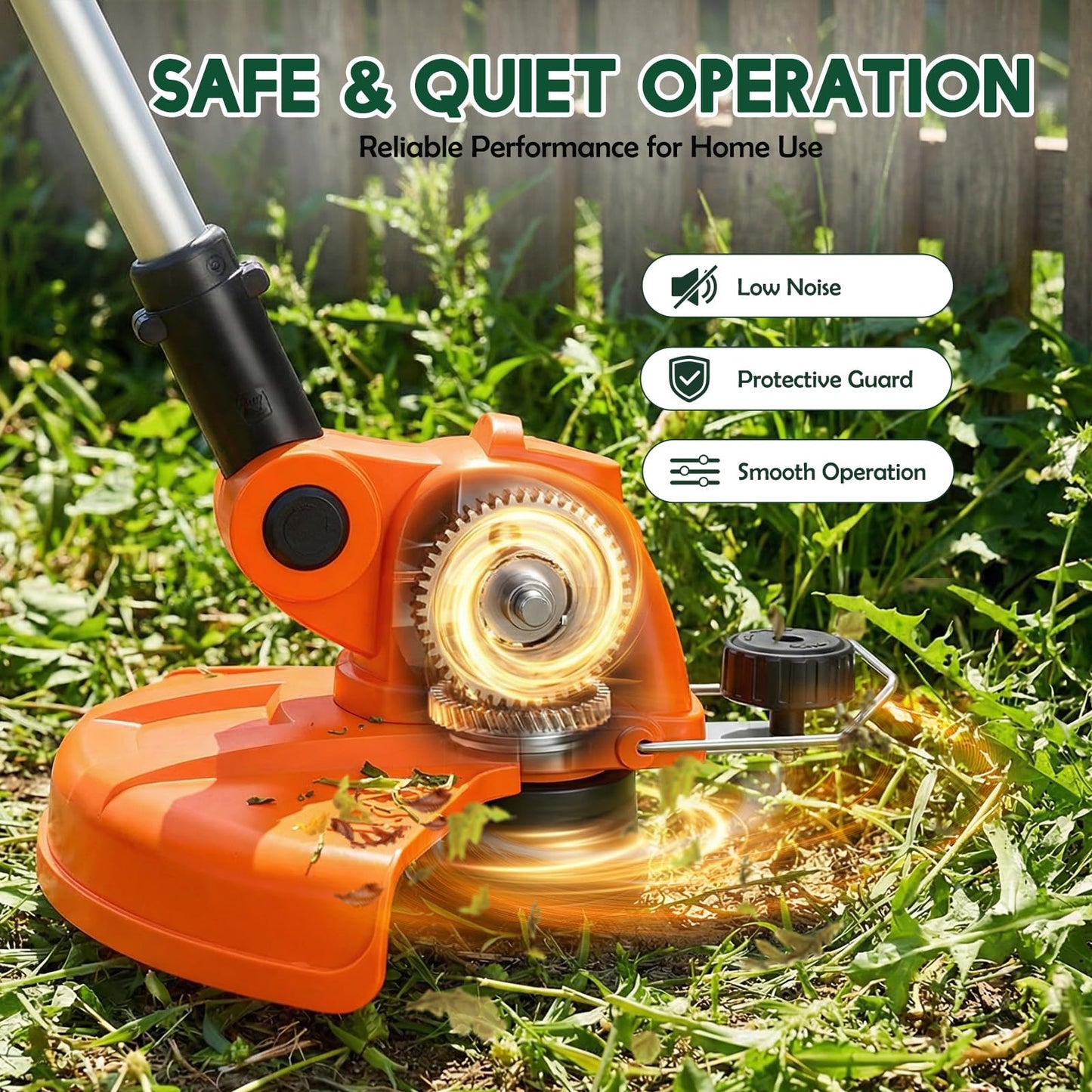 21V Weed Wacker Weed Eater: Electric String Trimmer and Edger 2in1 Lawn Tool Battery Powered 12 Inch Grass Cutter with 2Pack 2000mAh Batteries and Charger, Lightweight for Small Yard Garden Home Use