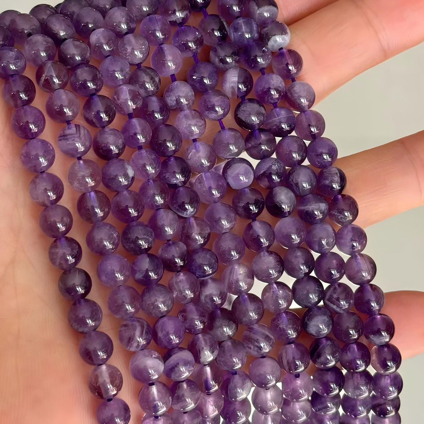 MJDCB Natural Dreamy Amethyst Beads Round Stone Beads DIY Loose Beads for Jewelry Making Beads 15" (6mm)