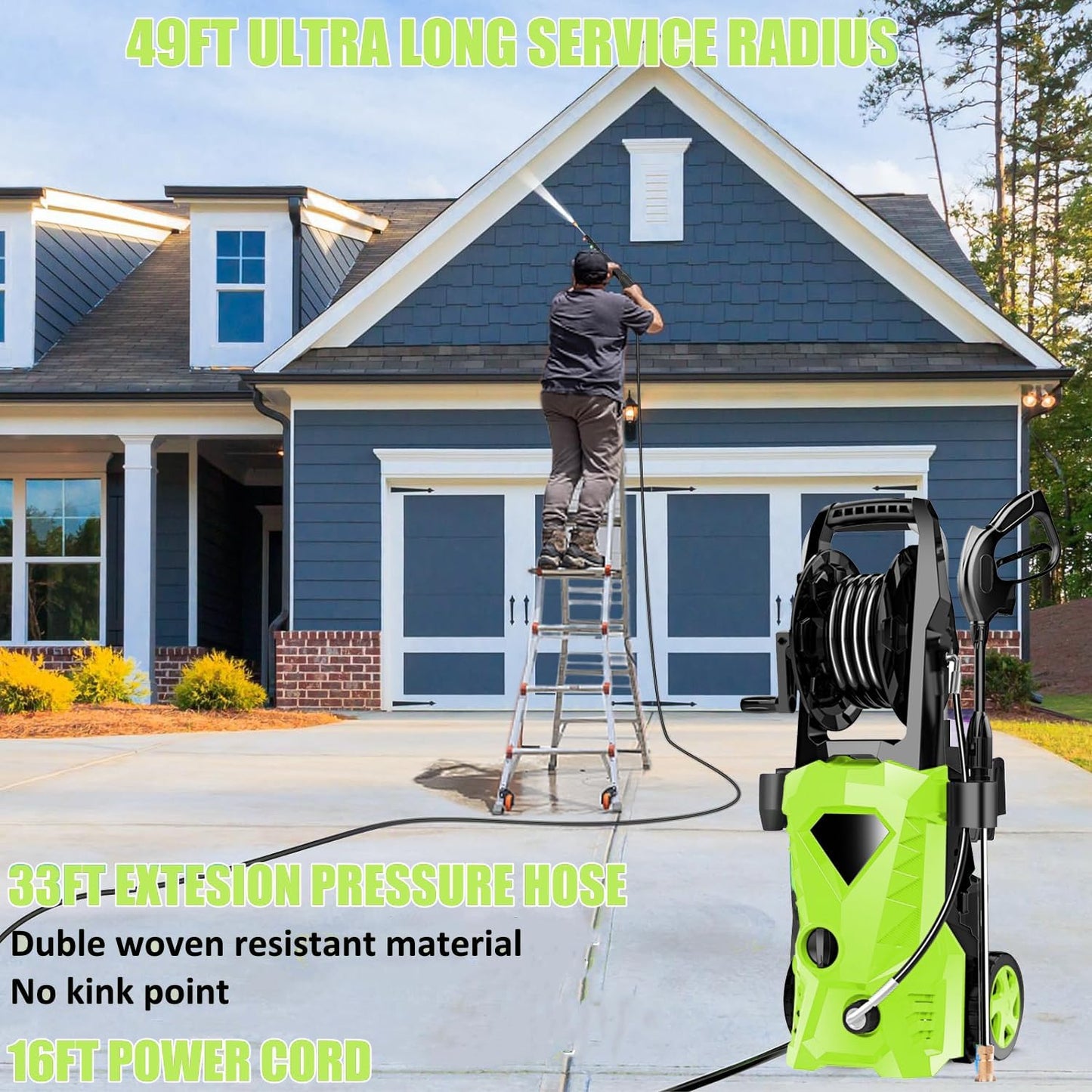 Imdot 5000PSI Electric Pressure Washer 2026 2.8GPM High Power Washer with 4 Pressure Nozzle and Soap Bottle for Home, Car Washing, Fence Cleaning, Patio (Blue)
