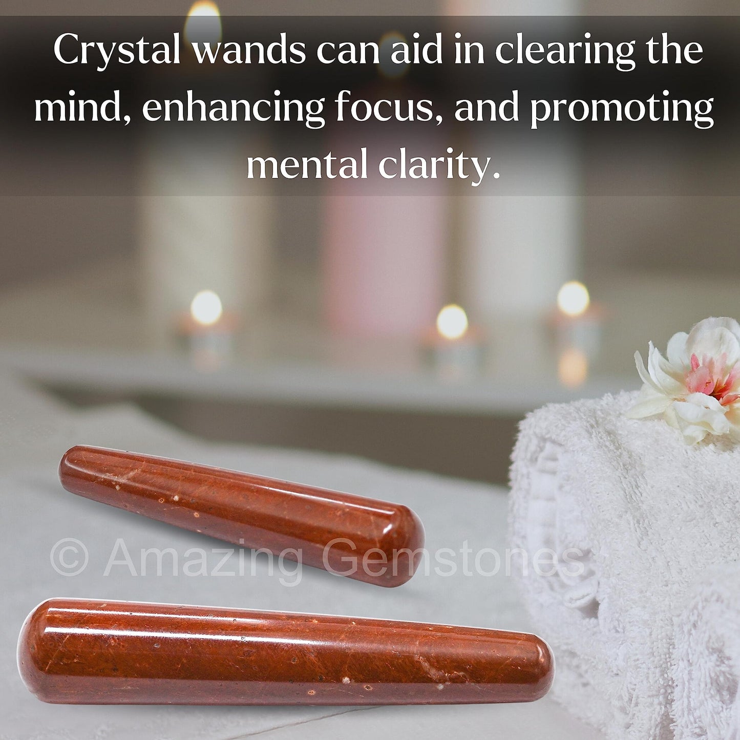 Amazing Gemstone Red Jasper Crystal Wand Massage Stick - Pelvic Wand Gua Sha for Adults - Crystals and Healing Stones Massage Wands for Adults Gifts (Smooth)