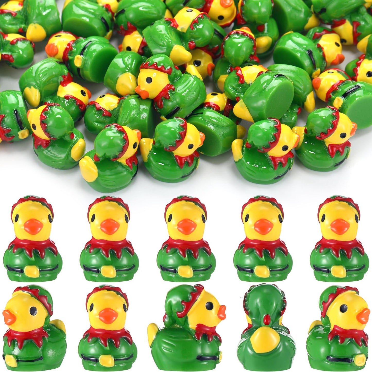 Weysat 60 Pcs Mini Christmas Elf Resin Ducks Tiny Elves Ducks Bulk Christmas Miniature Figurine Decoration for Xmas Party Favors Stocking Stuffers Birthday Gifts