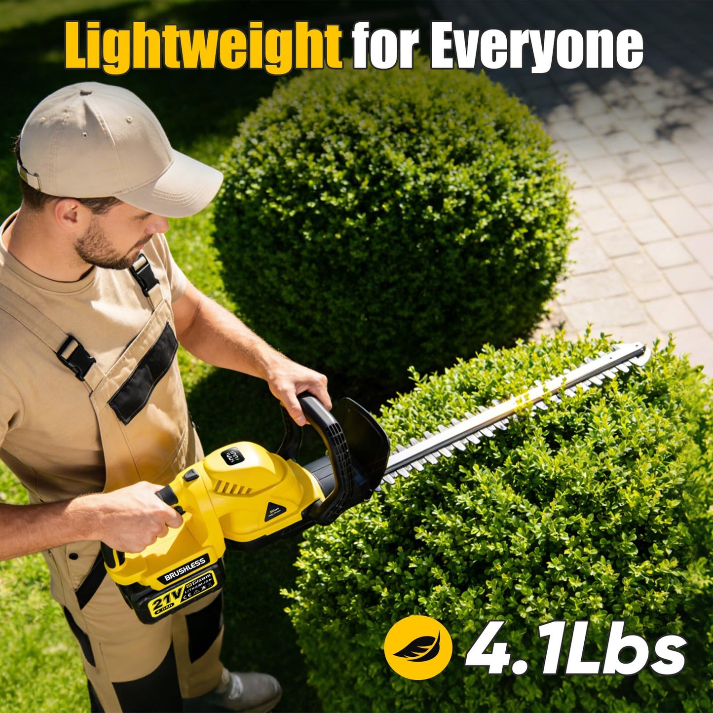 22'' Cordless Hedge Trimmer - 2x4.0AH Batteries & Charger, SK5 Dual-Action Blade Hedge Clippers Handheld, 180° Rotating Handle, 4.1Lbs Electric Hedge Trimmer for Yard/Garden