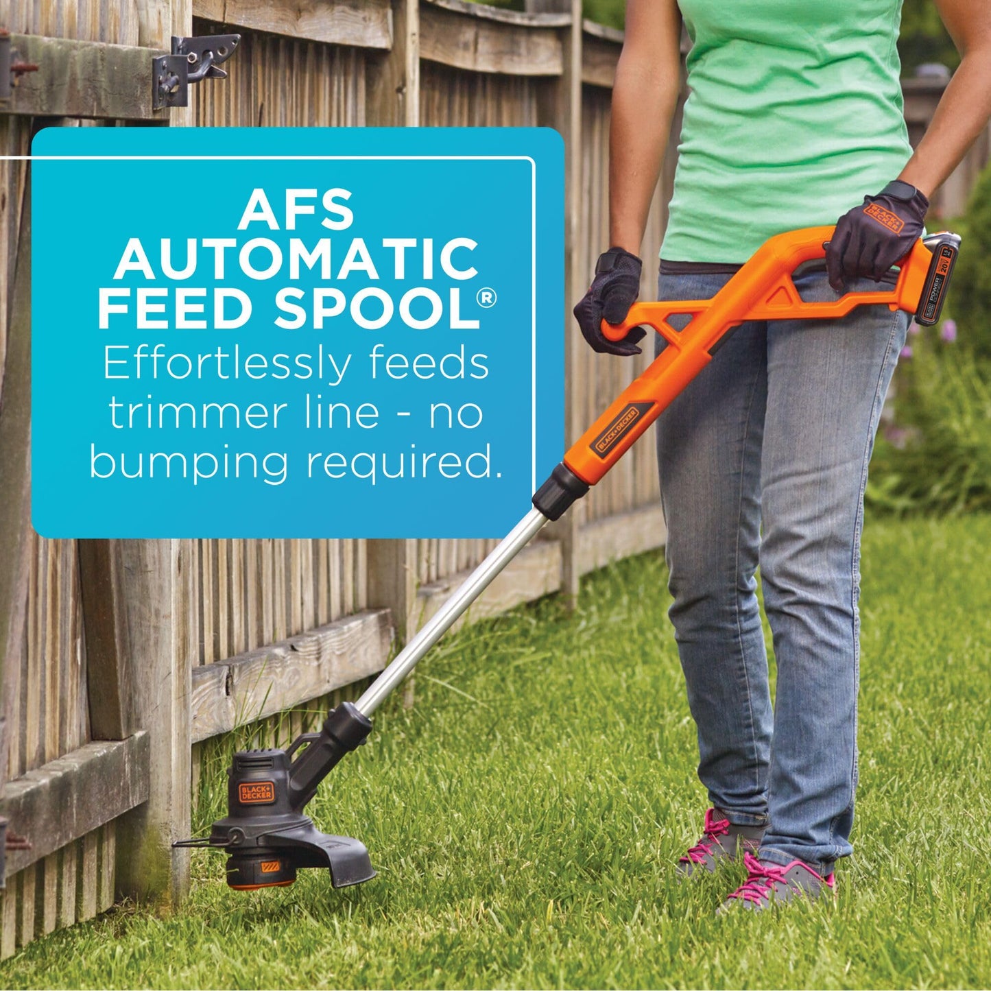BLACK+DECKER 20V MAX Weed Wacker Cordless String Trimmer Edger Lawn Tool, 10-Inch Electric Weed Eater with Automatic Feed Spool, Ergonomic, Battery and Charger Included (LST201)