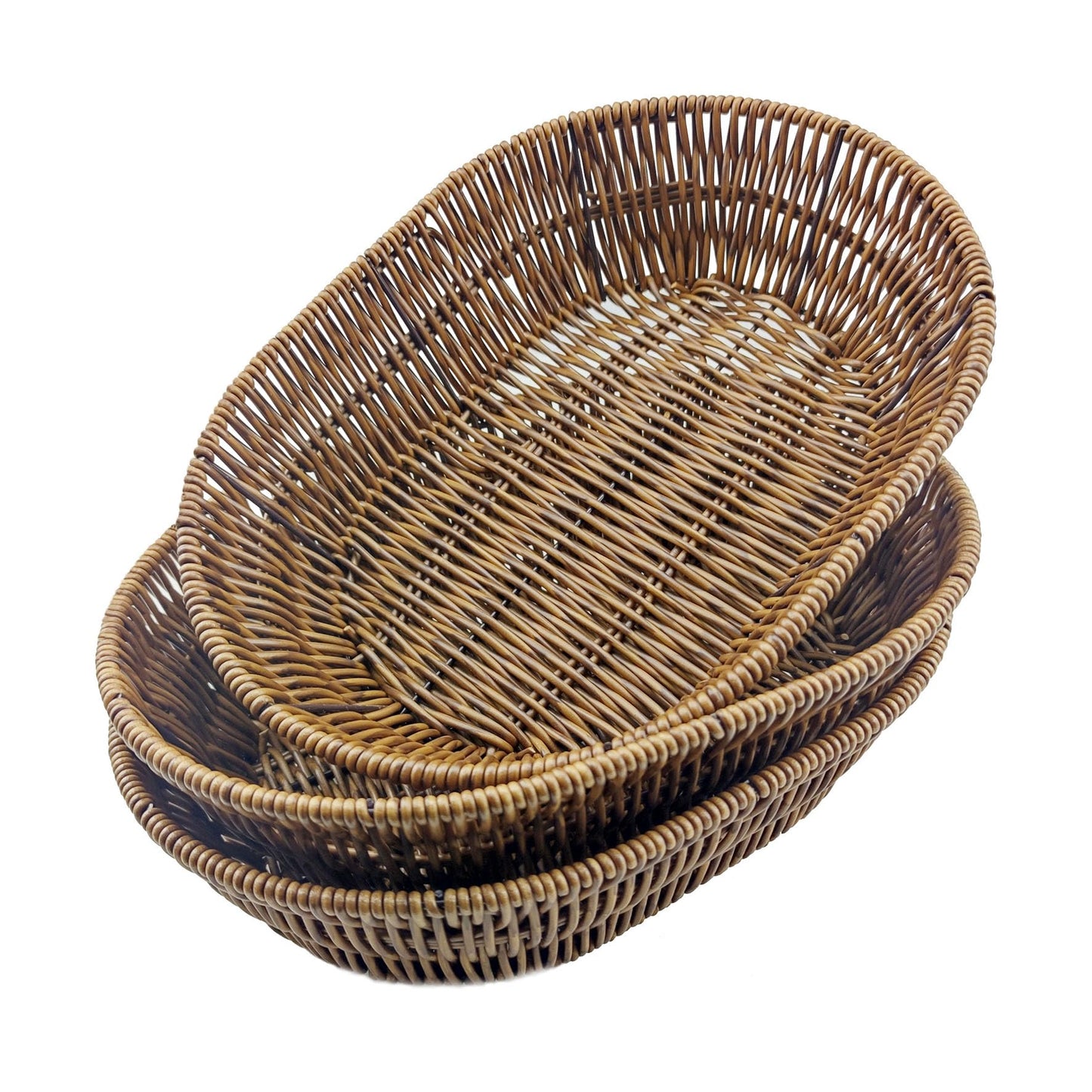 AMBOJIE Wicker Bread Baskets,Tabletop Food Serving Baskets Trays, Handwoven Storage Basket Bin,Fruit Vegetables cosmetics Basket for Home, Restaurant, Bakery (3pcs)