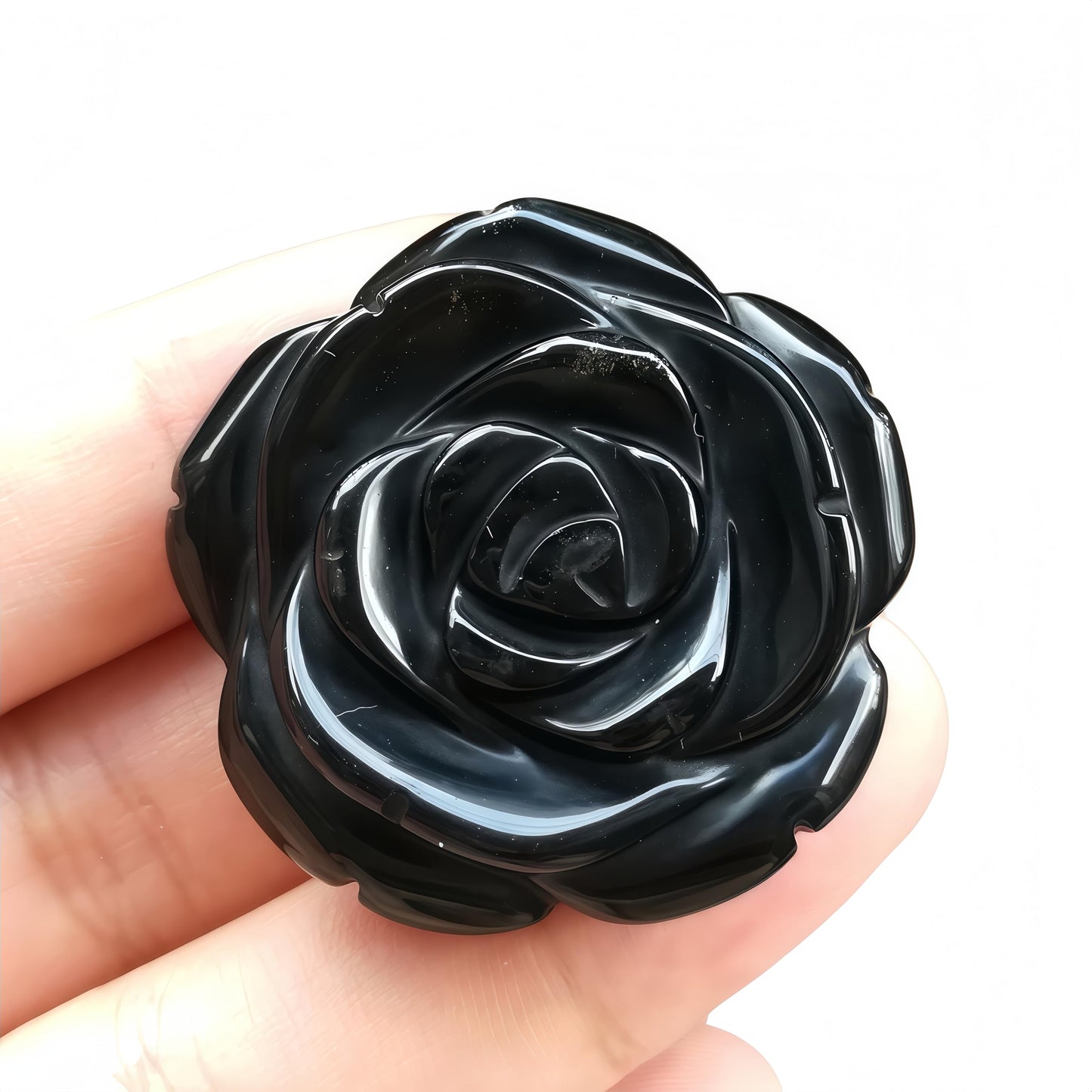 Sunshcat Natural Black Obsidian Crystal Rose Pendant,Three Dimensional Carved Healing Meditation Jewelry Crystals and Healing Stone Figurine,Suitable for DIY Jewelry Making and Valentine's Day Gift