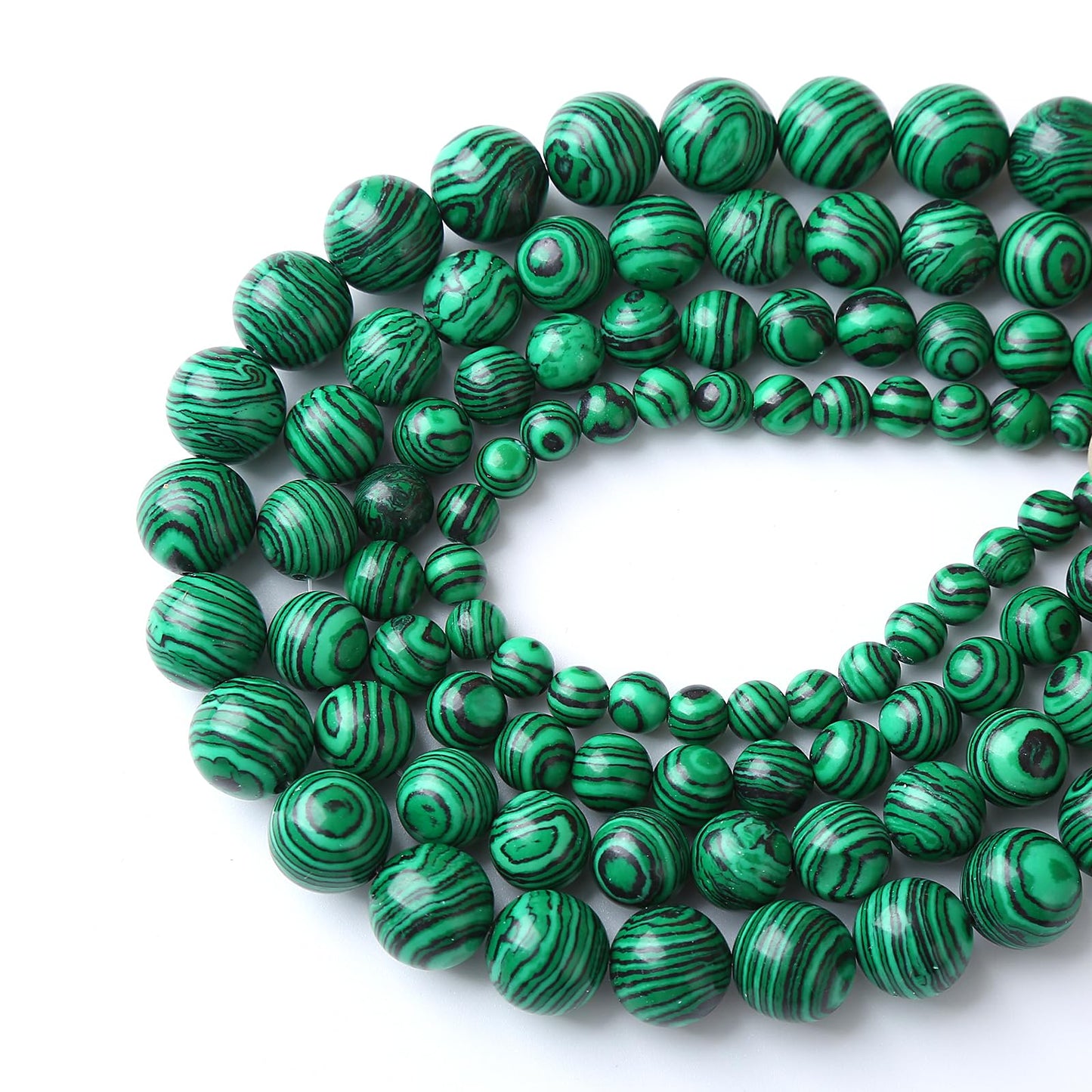 60pcs 6mm Synthetic Green Malachite Beads Natural Stone Round Loose Spacer Beads for Jewelry Making DIY Necklaces Bracelets 15" (6mm, Green Malachite)