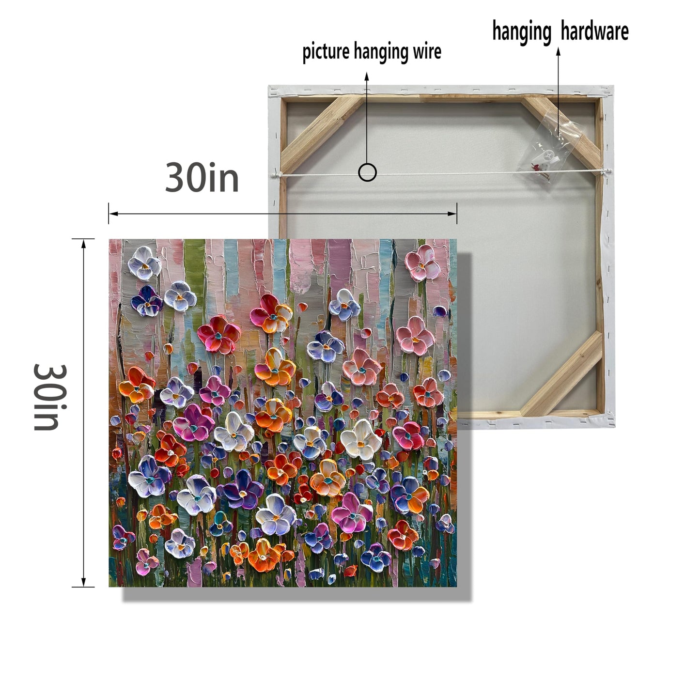 Diathou Art Hand-painted canvas wall decorations, modern floral country-style oil paintings, suitable for bedroom, bathroom and office walls as natural painting artworks.30x30 inches