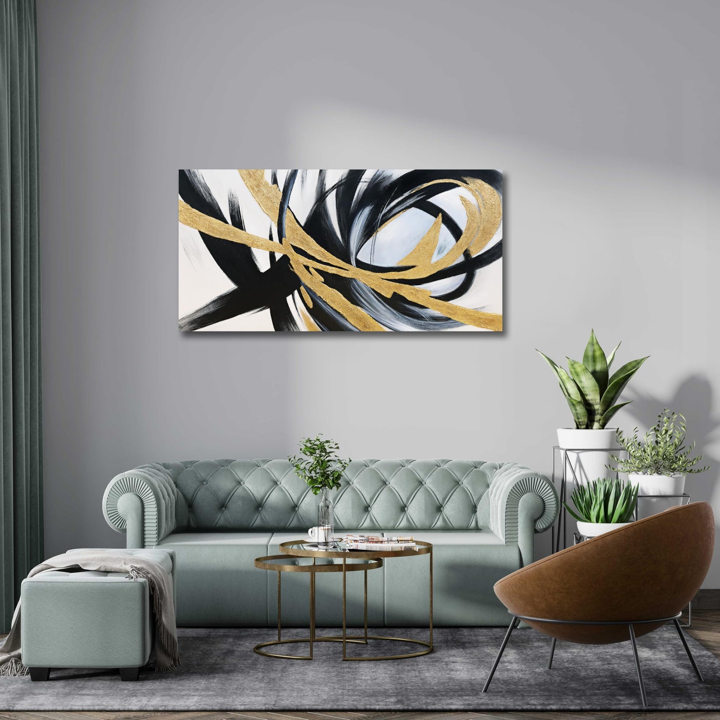 JBD JIETUAN Abstract Canvas Wall Art Black Wall decor for Living Room Minimalist Line Art Canvas Painting Modern Textured Canvas Print Bedroom Office Home Decor 24x48 Inches