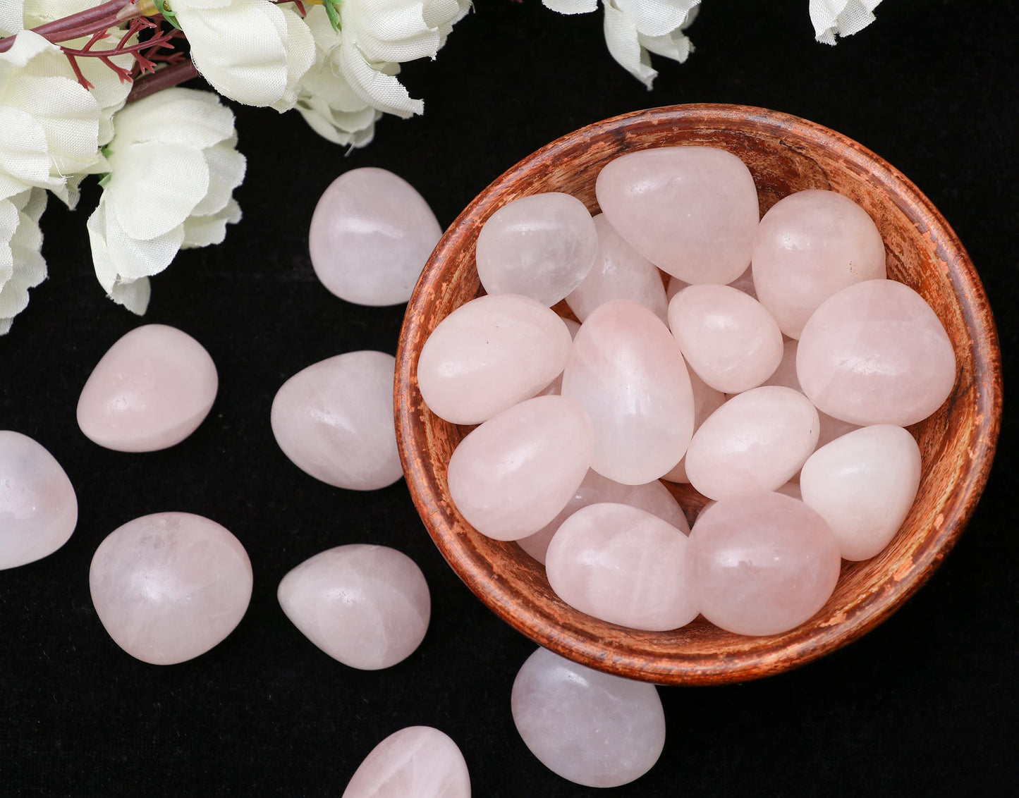 Crocon 1LB Rose Quartz Tumbled Stones and Crystals Bulk 2000+ Carats Natural Crystal Kit for Reiki Healing Polished, Mothers Day, Tumble Stones, Chakra Balancing, Gift, Home Decor Size : 20mm