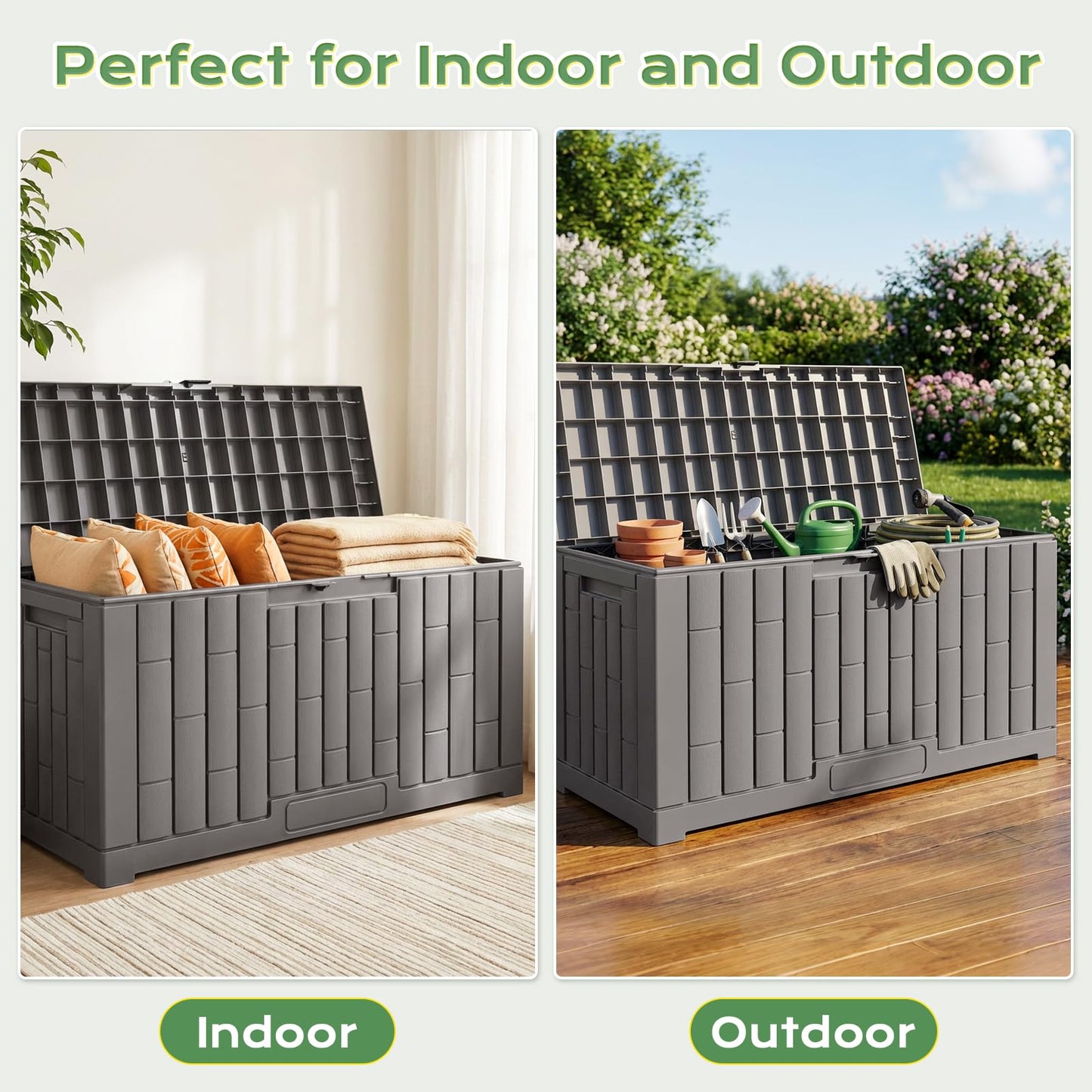 Jocoevol Deck Box 60 Gal, UV Resistant & Waterproof Outdoor Storage Box with Lock, Easy Assemble Storage Bins Container for Pool Patio Garden