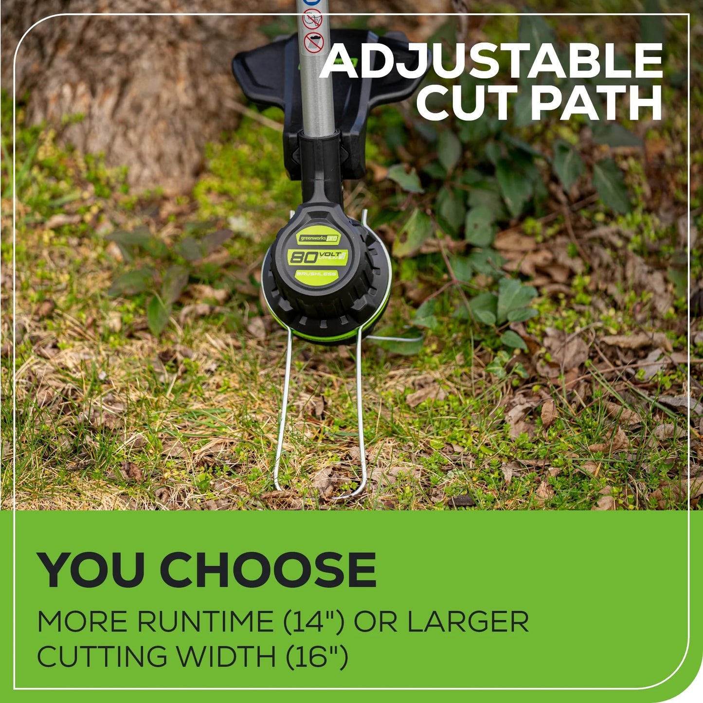 Greenworks 80V 16" Brushless Cordless String Trimmer with 2.0Ah Battery & Rapid Charger – .080" Dual Line, Variable Speed, Lightweight Design, 4-Year Warranty