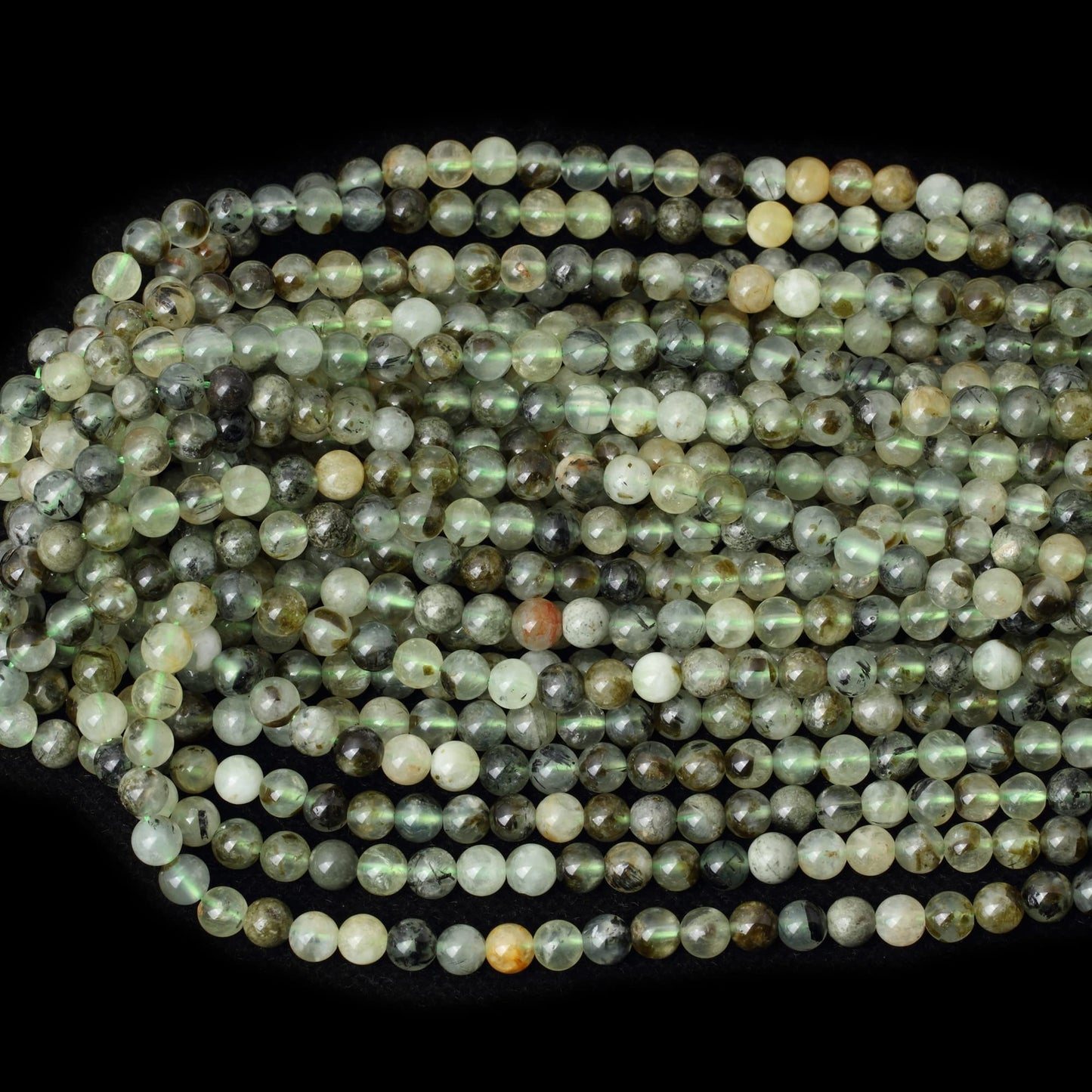 CHEAVIAN 60PCS 6mm Natural Prehnite Gemstone Smooth Surface Round Loose Beads for Jewelry Making 1 String 15 Inches
