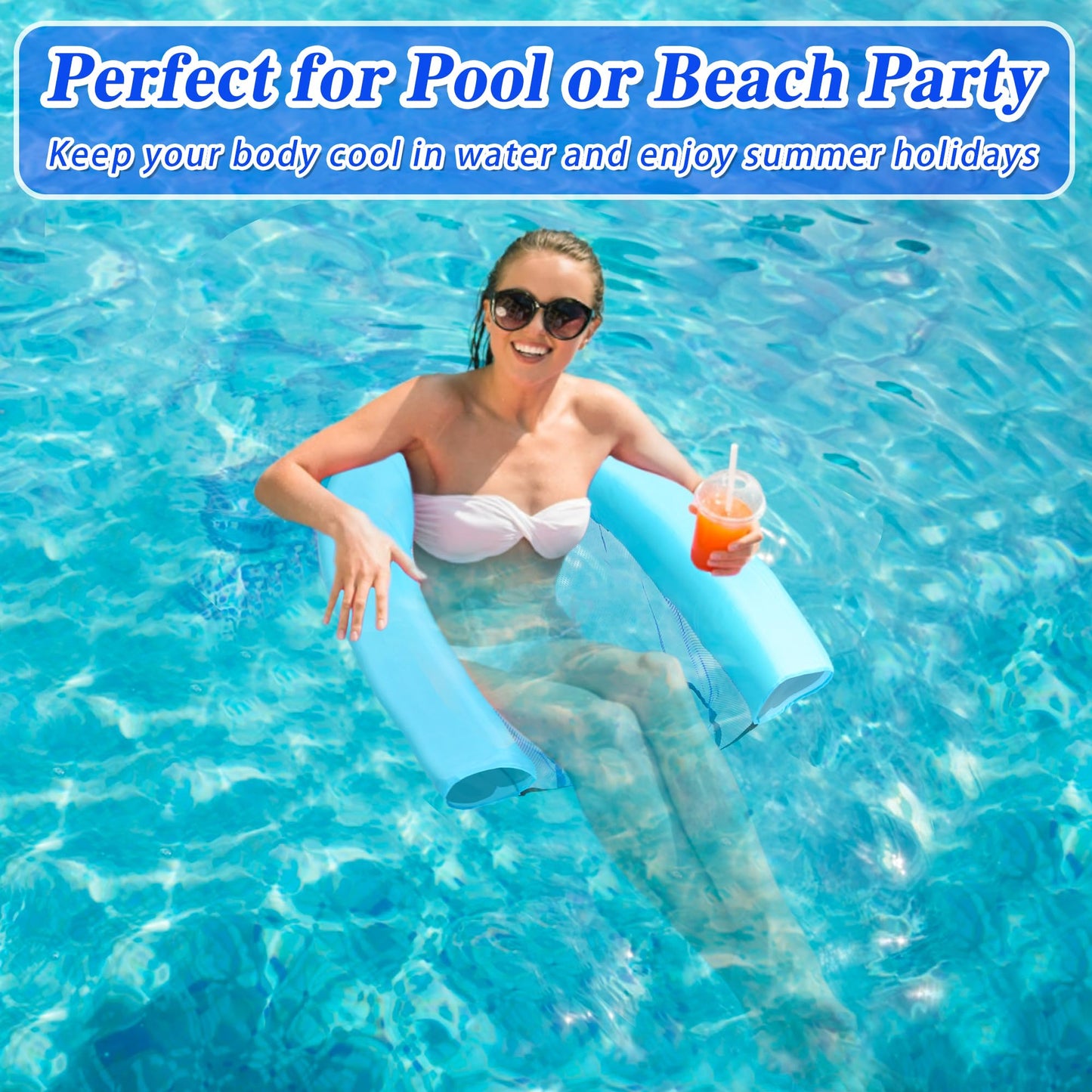 WUBOECE 2 Pack Swimming Pool Noodle Floating Mesh Chair for Adults Pool Float Chair Noodle Chair Floats for Swimming Water Relax (Noodle Not Included)