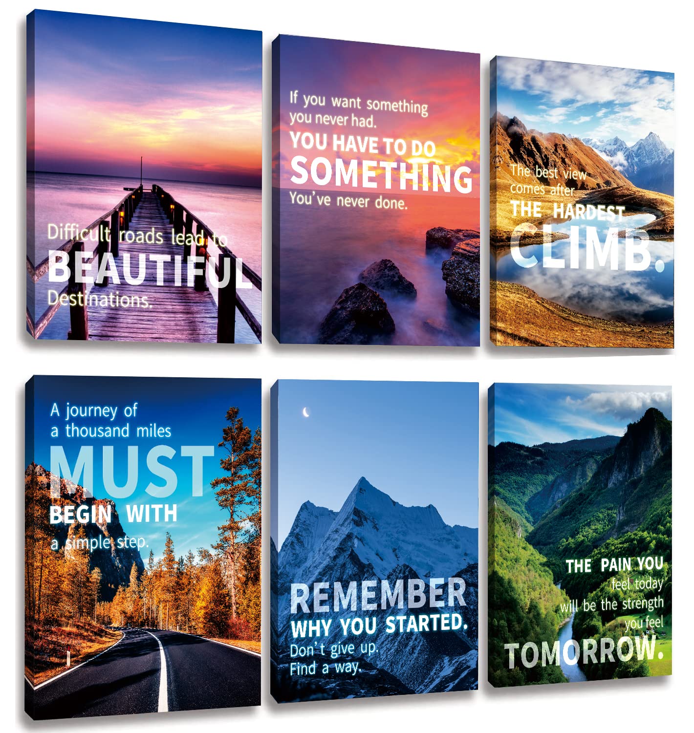 Motivational Landscape Canvas Art - Office & Home Decor, Suitable for Library, School, Gym, Living Room - Framed (29x38cm)