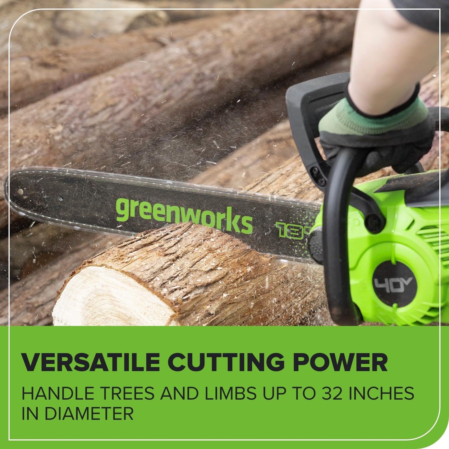 Greenworks 40V 18" Brushless Cordless Chainsaw, 5.0Ah Battery and Charger Included