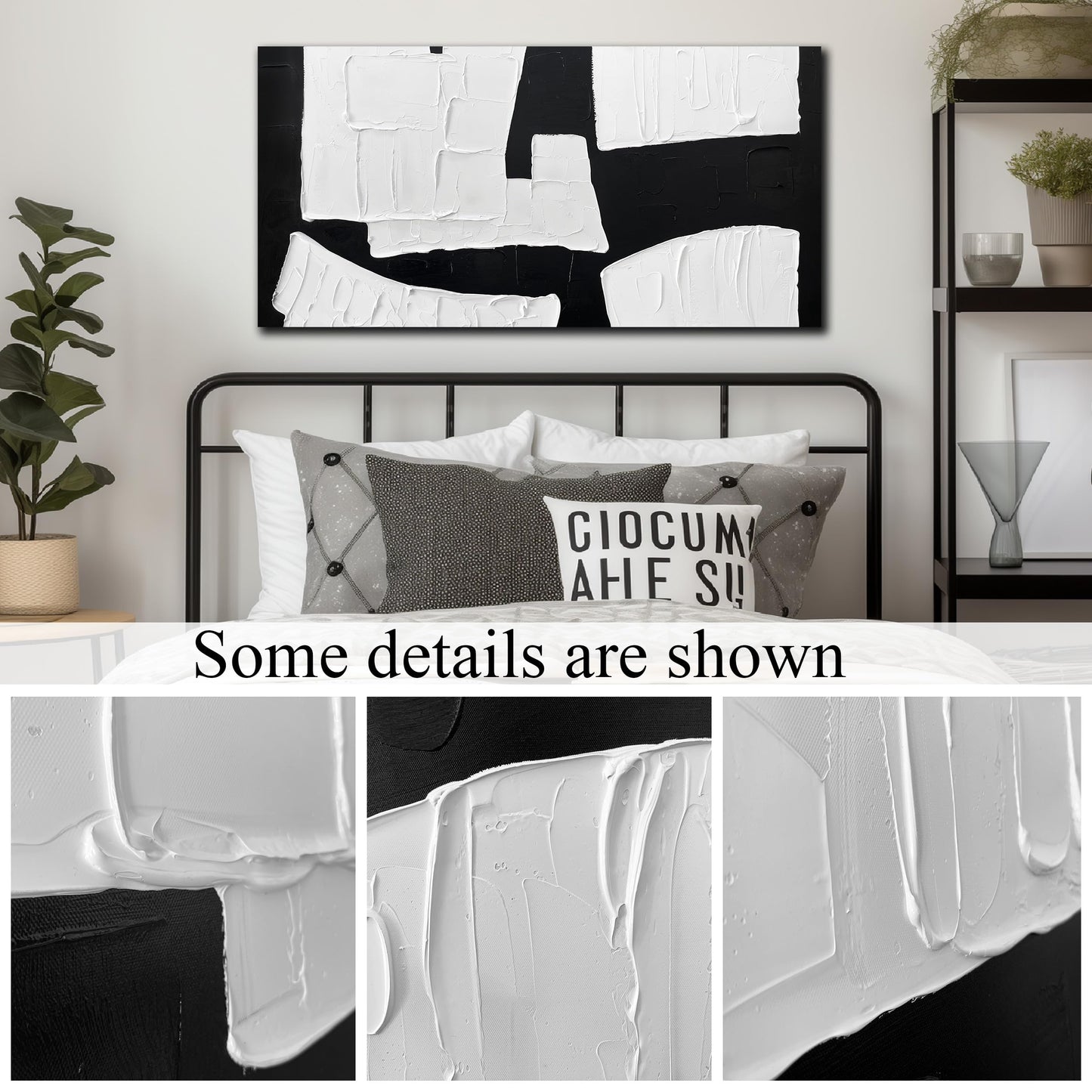 MDHKVPM Abstract Painting Wall Art Bedroom Black and White Canvas Wall Art for Living Room Home Office Wall Decor Ready to Hang 20 x 40 Inch