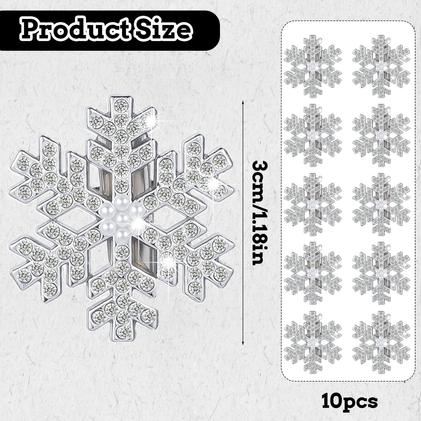 10 Pcs Snowflake Christmas Hair Clips, Bling Rhinestone Hairpins Glitter Fancy Christmas Hair Pins Barrettes Snowflake Decorations for Women Girls Bridal Party Wedding Everyday Gifts (Sliver)