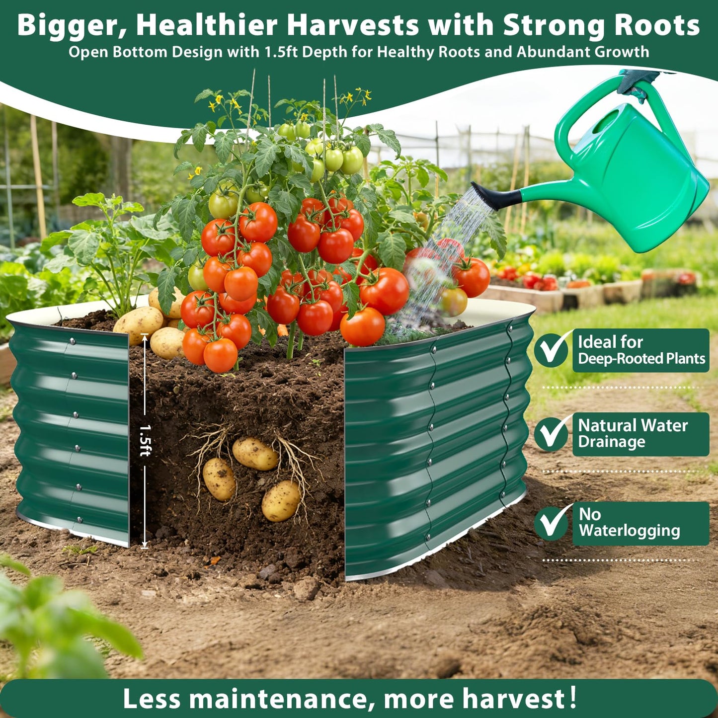 FCCRETA Galvanized Raised Garden Bed Outdoor, 17''Tall Square Metal Planter Boxes,Gardening Beds for Vegetable,Flower,Herb,Modular Above Ground