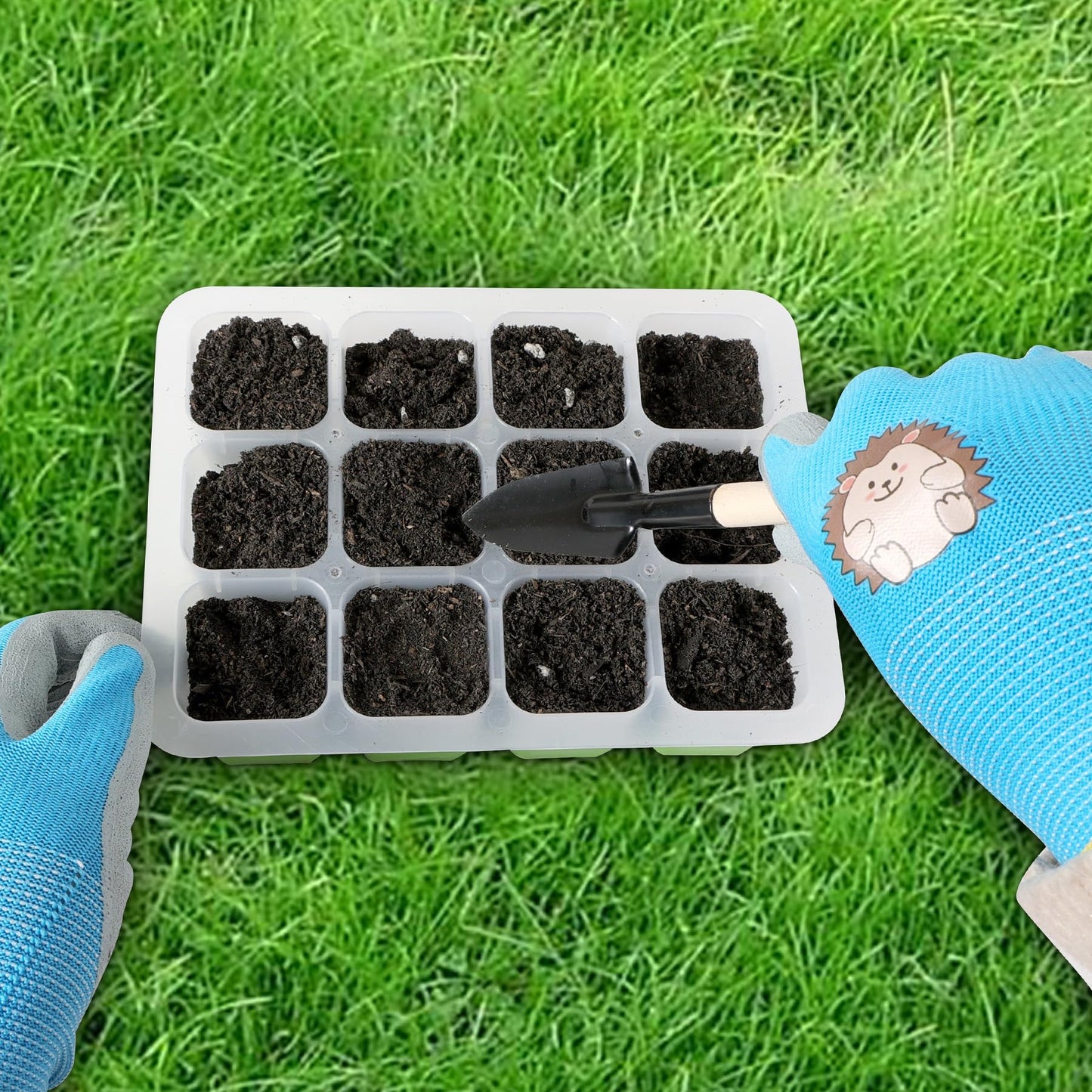 Hmxpls 3 Pairs Kids Gardening Gloves, Toddler Work Gloves, Kids Garden Gloves, Children Rubber Coated Gardening Gloves for Digging Weeding Landscaping (A, Small)