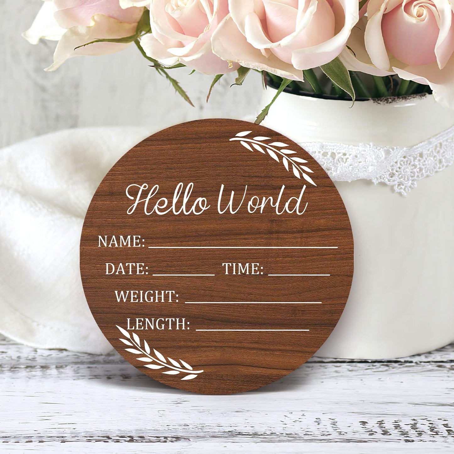 Baby Announcement Sign, Hello World Newborn Signs, Baby Name Sign, Birth Announcement Signs for Photo Prop, Nursery Decor