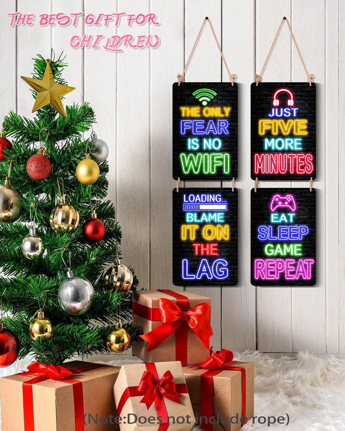 Drsoum Video Gamer Room Decor for Boys Gaming Wall Decor Neon Gaming Room Metal Sign 12 x 8 Inch Set of 4 - Gamer Wall Decor Teenage Boy Room Decor