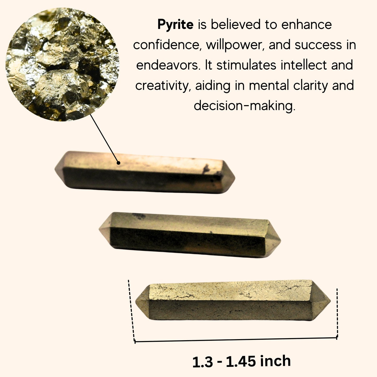 Amazing Gemstone Pyrite Crystal Points Bulk Healing Crystals - Pack of 3 Double Terminated Healing Wand Point Bulk Crystals for Crafts, Crystal Grid - Premium Crystals for Beginners Gifts