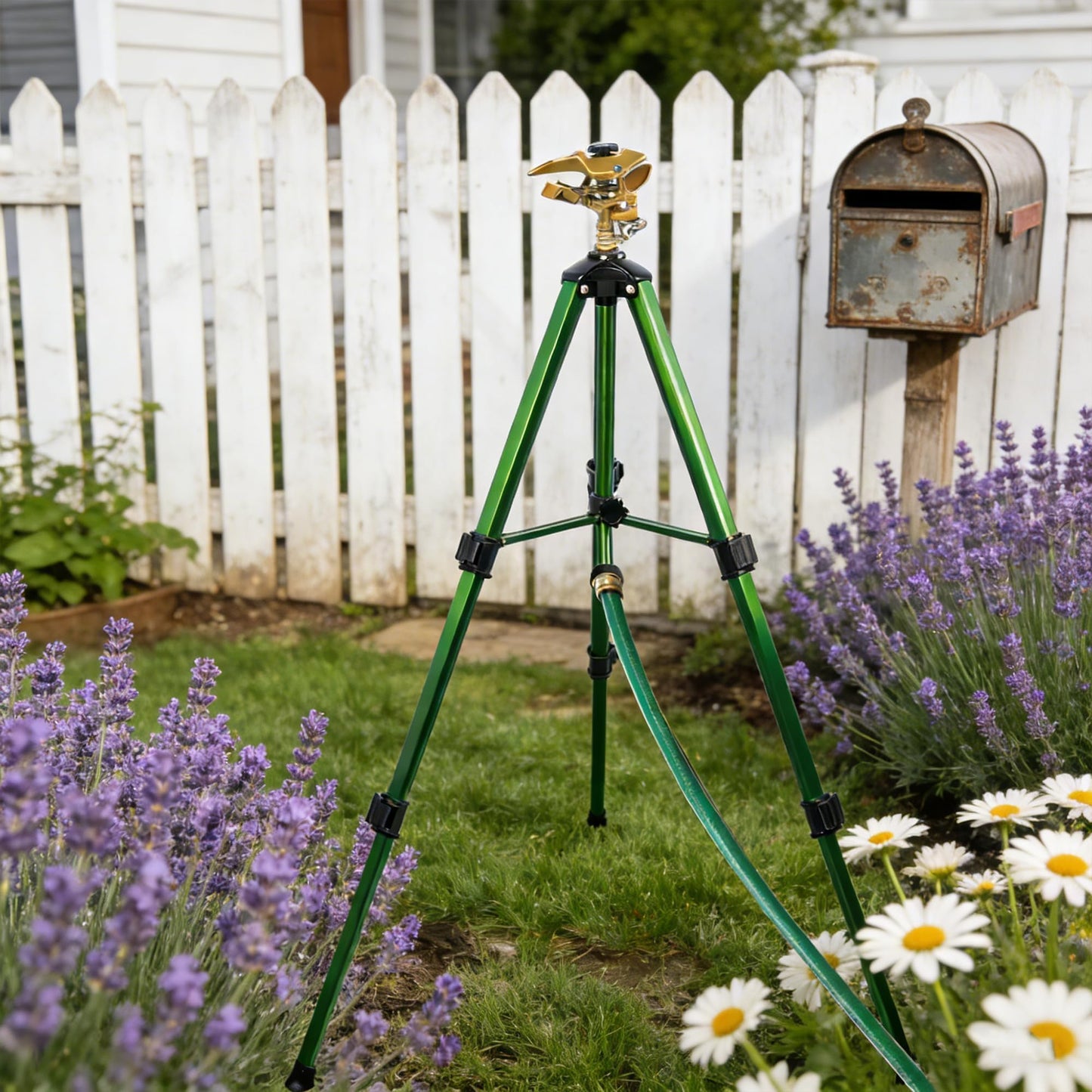 Hourleey Impact Sprinkler on Tripod, Rotating Water Sprinklers for Yard Lawn and Garden, Heavy Duty 360 Degree Irrigation Sprinkler with Zinc Head and 3/4" Connector for Outdoor