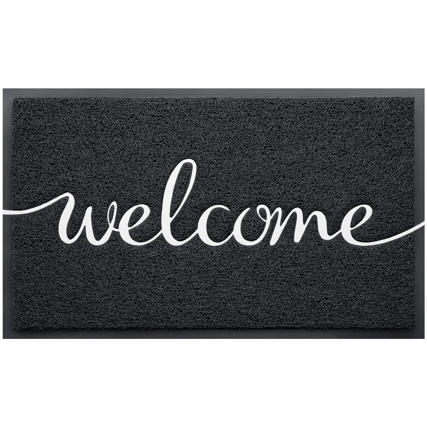 CozyBounty Black Door Mat Welcome Mats Outdoor Indoor Non-Slip Doormat for Entryway Low-Profile Floor Mat for Yard, Garage, High Traffic Areas (36"x24", Black)
