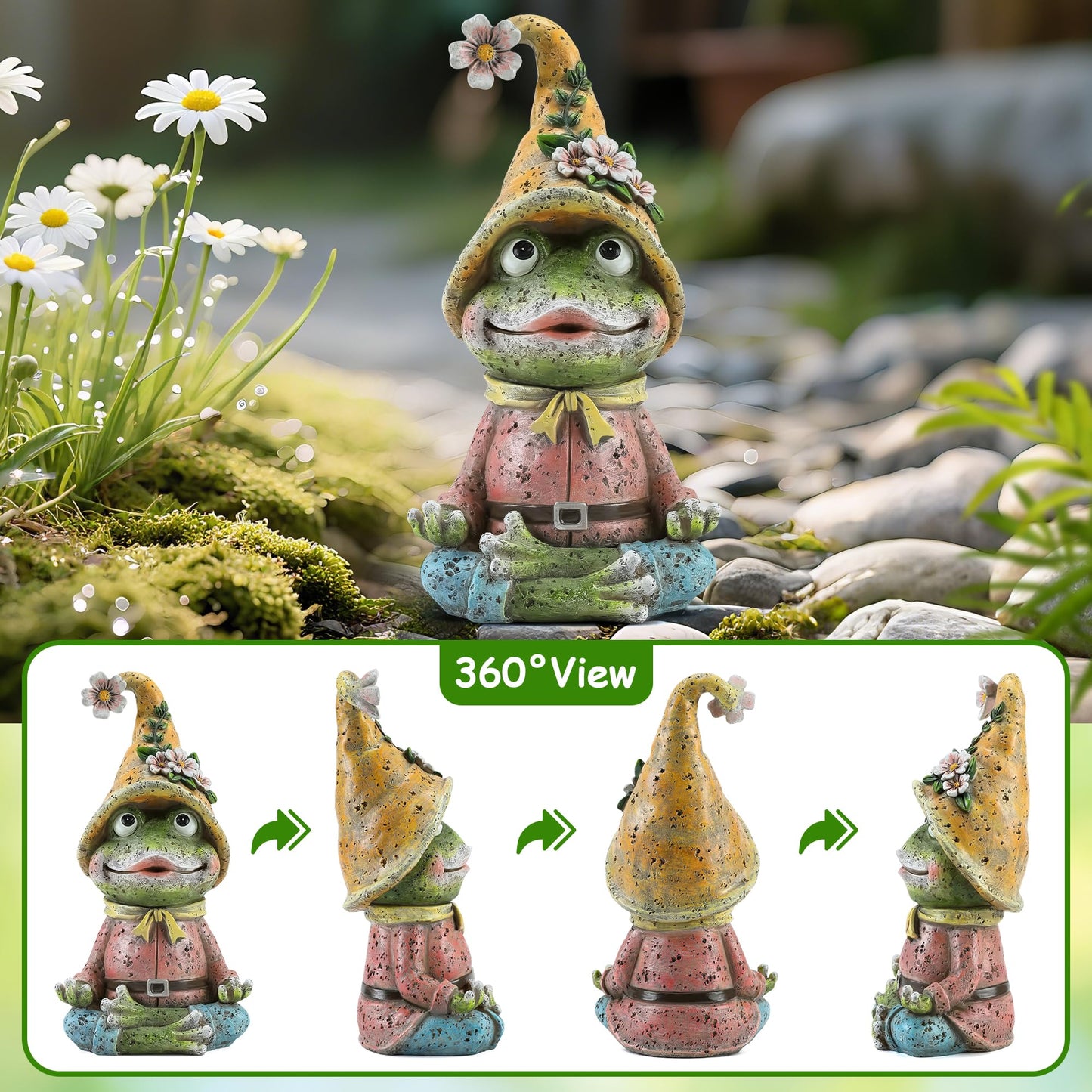 Wiresusan Garden Yoga Frog Statues Outdoor Meditation Zen Yoga Frogs Resin Figurines, Garden Home and Decoration for Patio Yard Lawn, Gifts for Women, 9.4 Tall Inches Green Frogs Sculptures