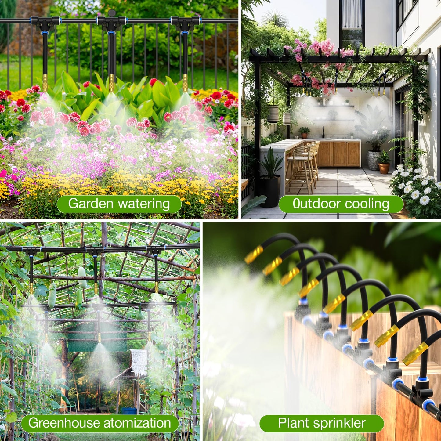 MIXC 100Ft 1/4" Drip Irrigation System,2026-Upgrade Garden Irrigation Kit with 16pcs Adjustable Copper Nozzles,Atomizing Watering System for Outdoor Plants,Raised Bed,Yard,Potted Plant,Lawn