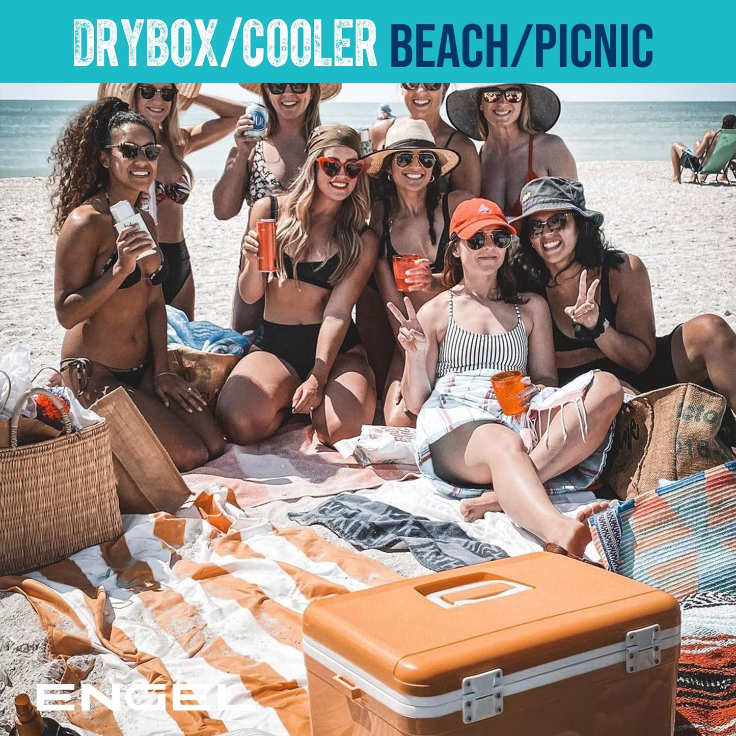 Engel UC13 13qt Leak-Proof, Air Tight, Drybox Cooler and Small Hard Shell Lunchbox for Men and Women in Red