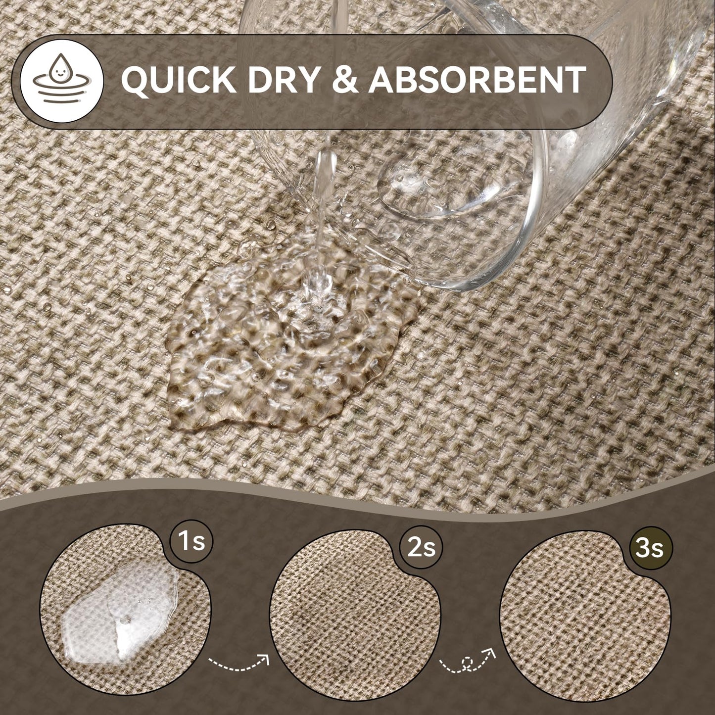 YDKGL Half Circle Bath Mat, Non Slip Bath Mat, Thin Bathroom Rugs Fit Under Door Quick Dry Absorbent Washable Bathroom Mat with Rubber Backing, Brown Beige 16x24
